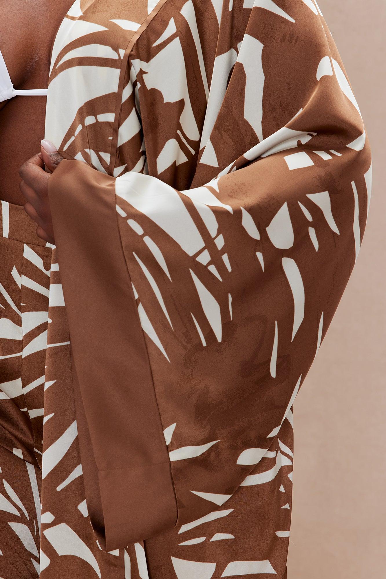 Sasha Satin Kimono - Brown/combo Product Image
