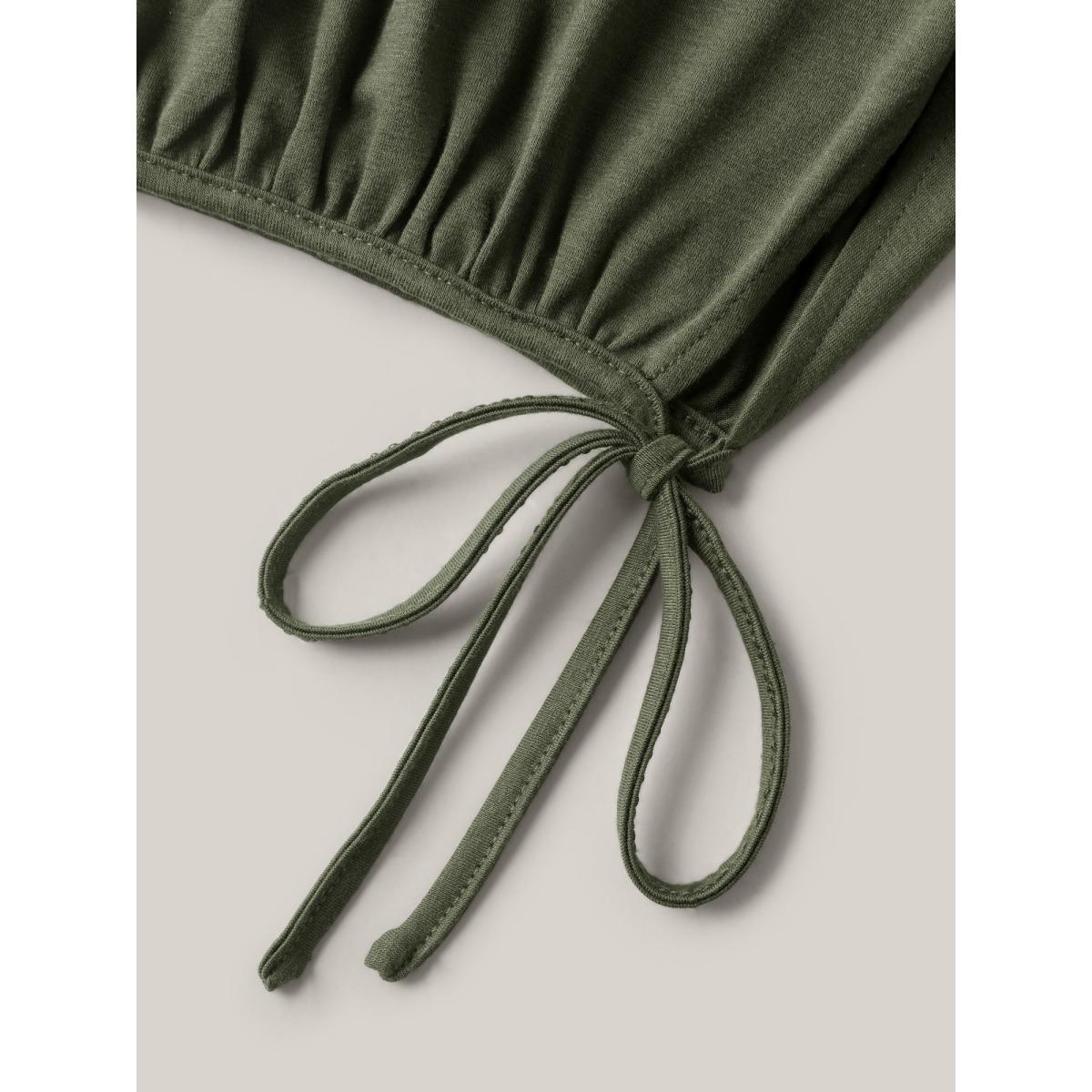 Plus Size Keyhole Hem Ties Jogger Pants Women ArmyGreen Leisure Mid Rise Casual Pants BloomChic 12/L Product Image