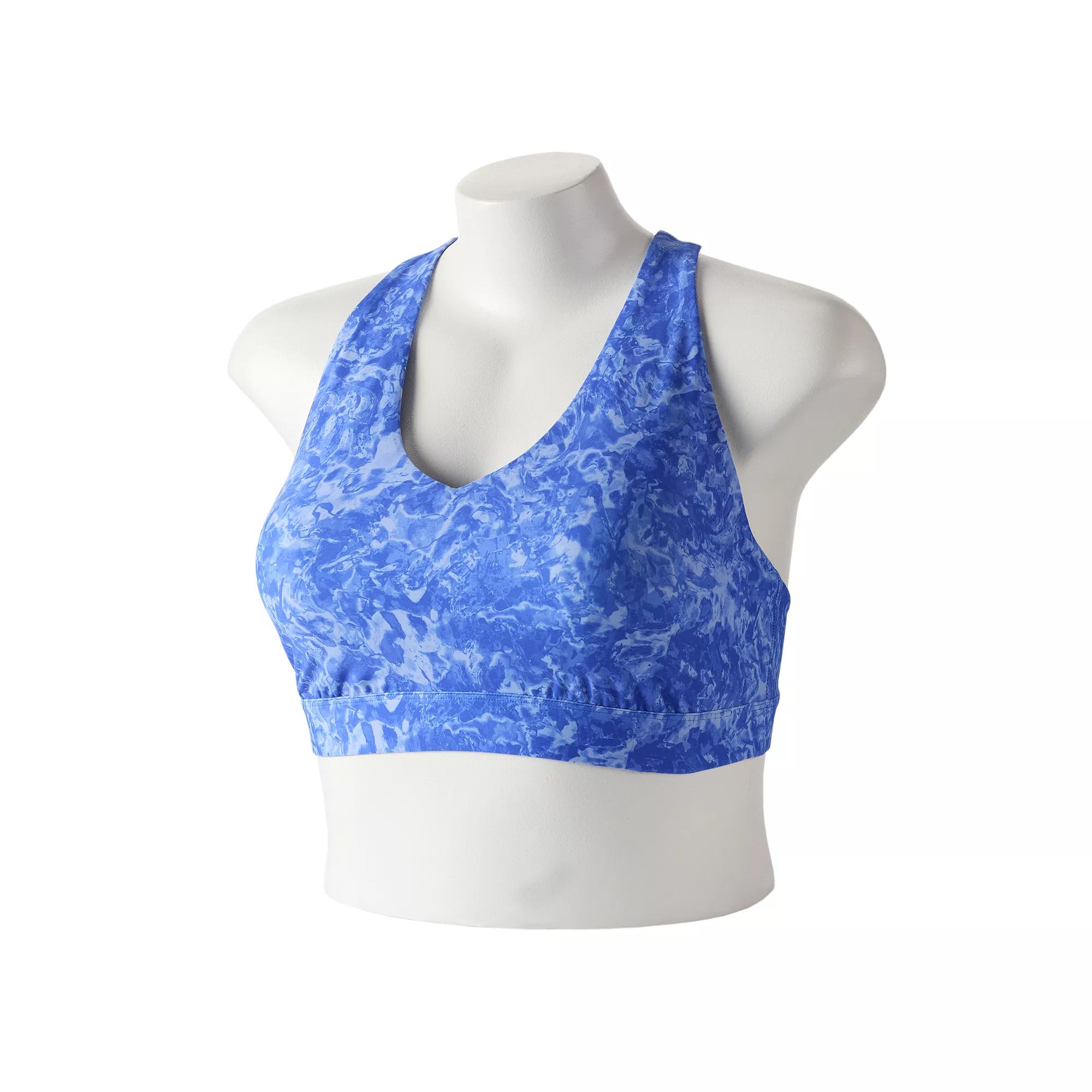 Plus Size Tek Gear® Ultrastretch Medium Support V-Neck Sports Bra, Women's, Size: 4XL, Medium Blue Paint Product Image