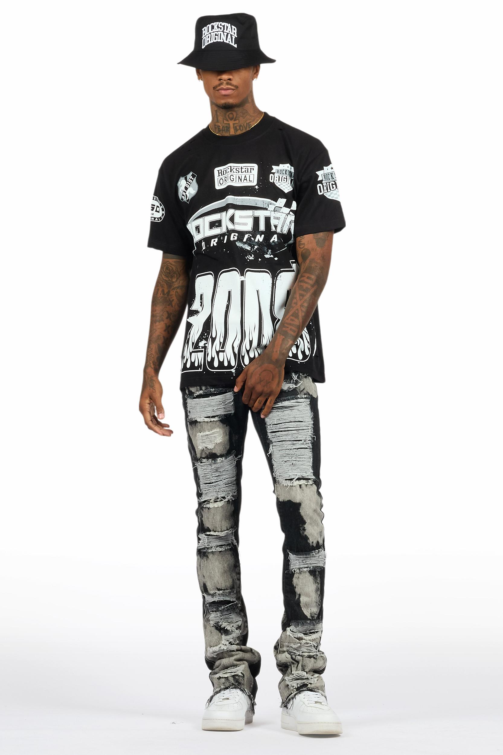 Amos Black T-Shirt/Stacked Flare Jean Bundle Male Product Image