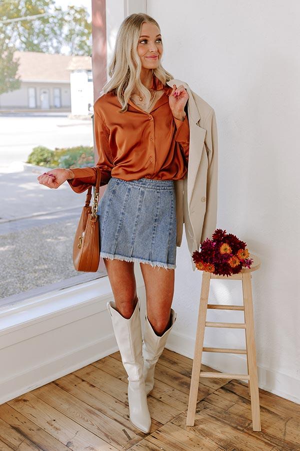 Playlist On Repeat Button Up In Rust Product Image