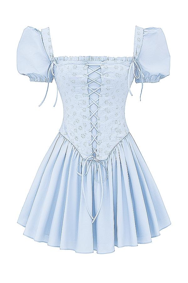Maribel  soft blue broderie corset mini dress - sale Product Image