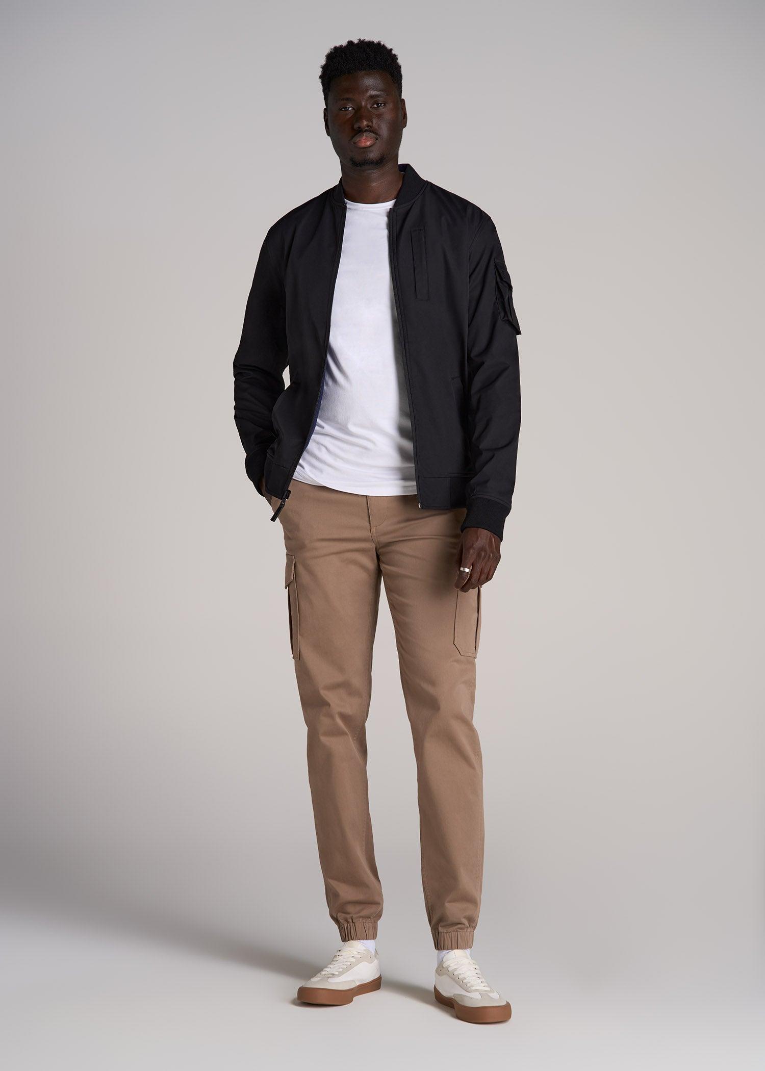 Reversible Bomber Jacket for Tall Men in Black and Navy Male Product Image