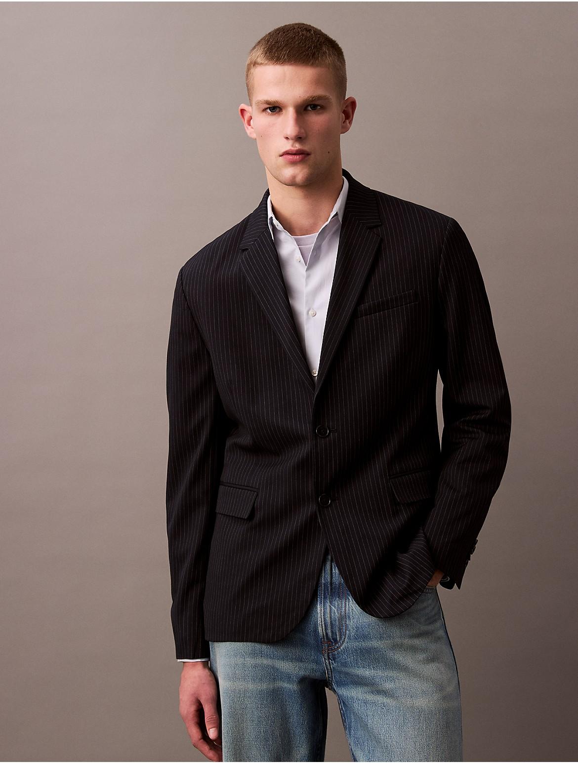 Calvin Klein Mens Refined Stretch Pinstripe Blazer - Navy Product Image