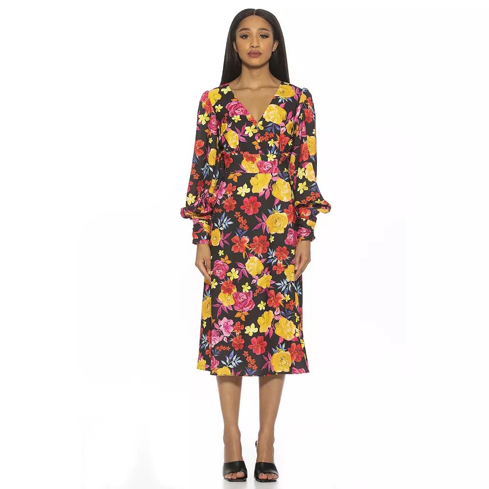 Women's ALEXIA ADMOR Daria Sweetheart Blouson Sleeves Midi Dress,  Product Image