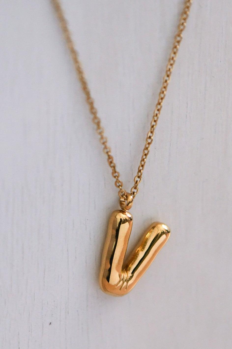 Balloon Initial Gold Necklace Product Image