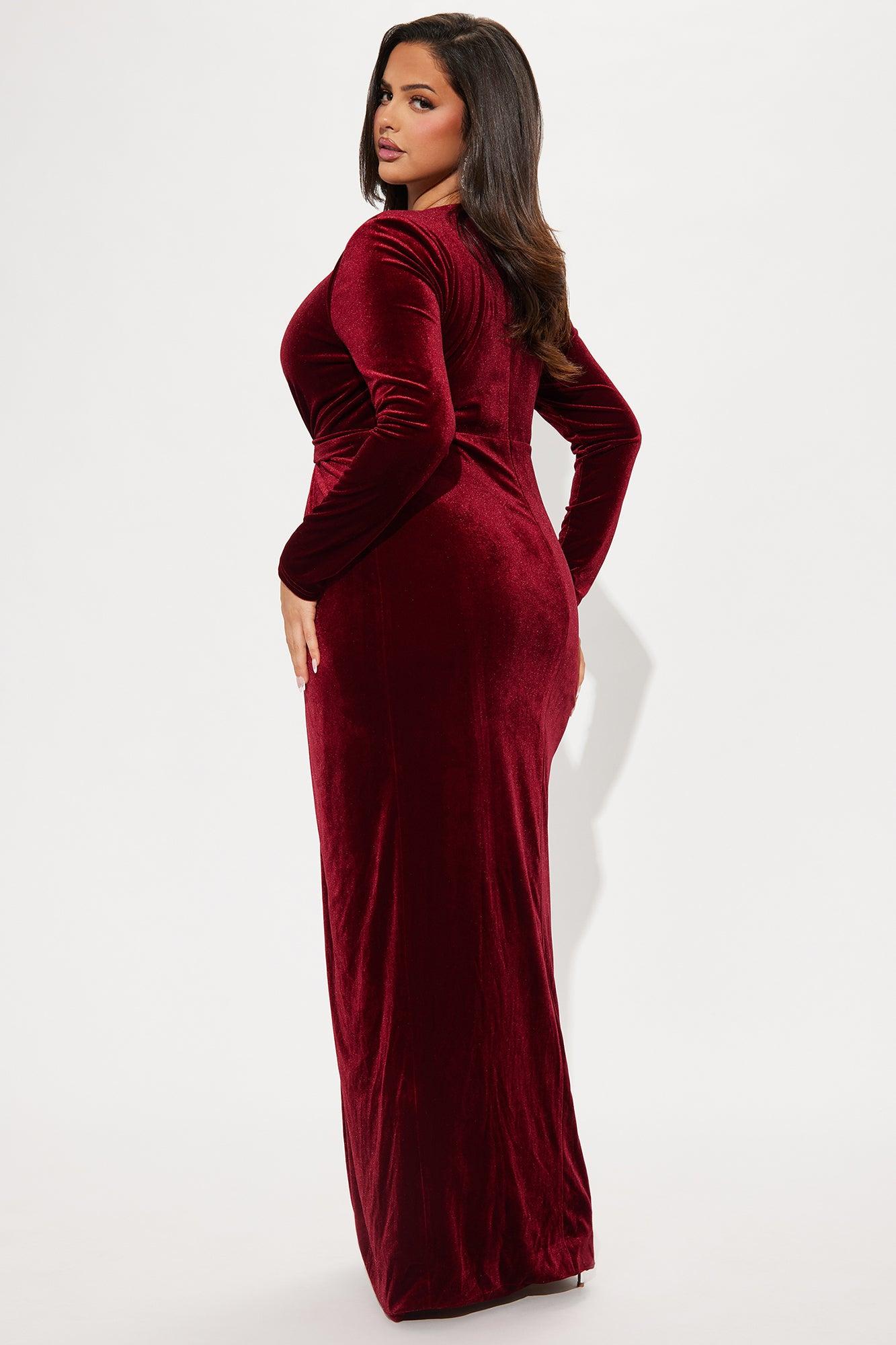 Roses Are Red Velvet Gown - Burgundy Product Image