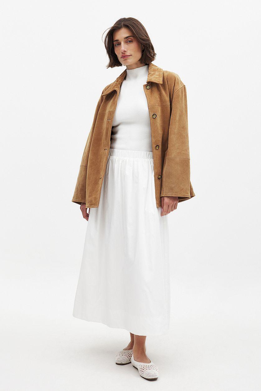 Elastic Waist Cotton Midi Skirt Product Image