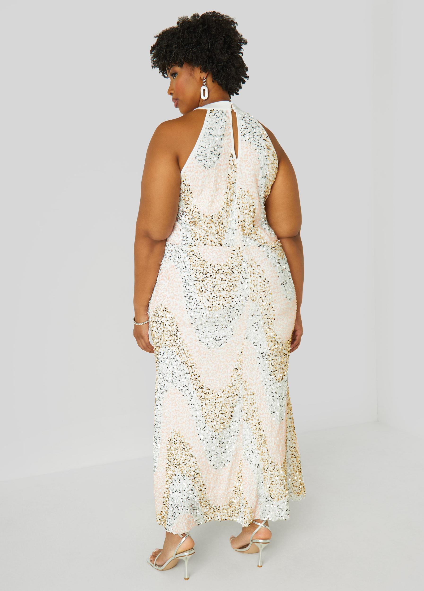 Plus Size Sequined Velvet Gown Ashley Stewart Product Image