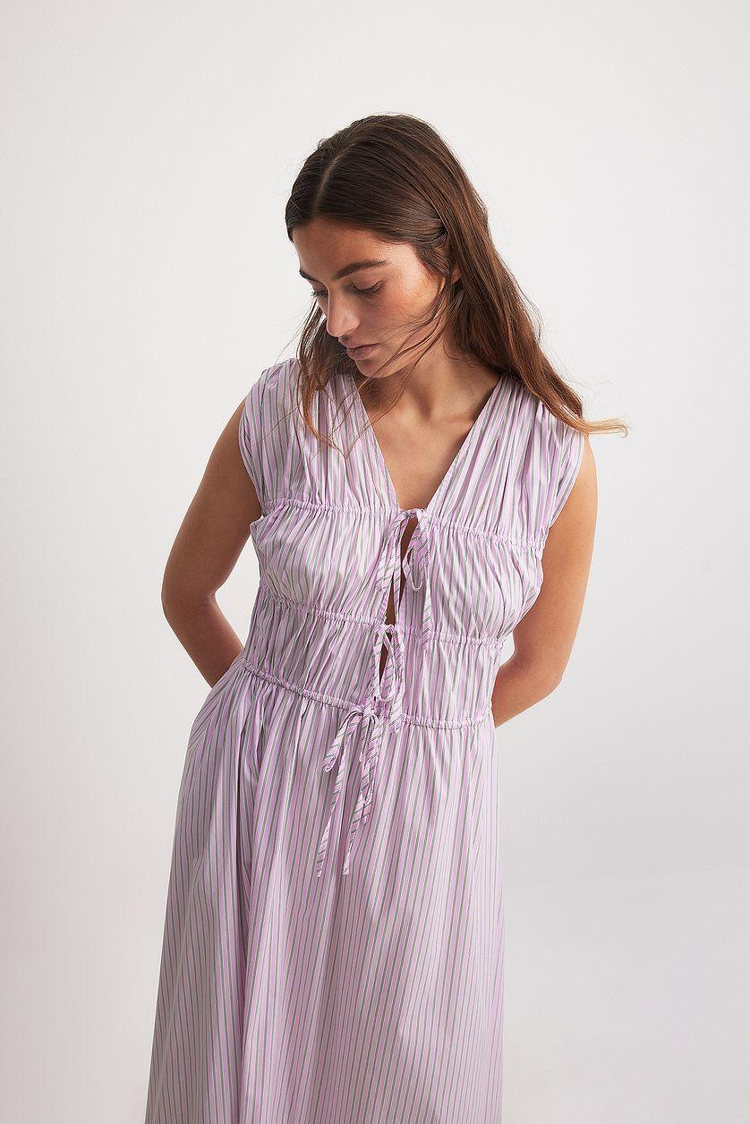 Striped Tie Chest Detail Maxi Dress Product Image