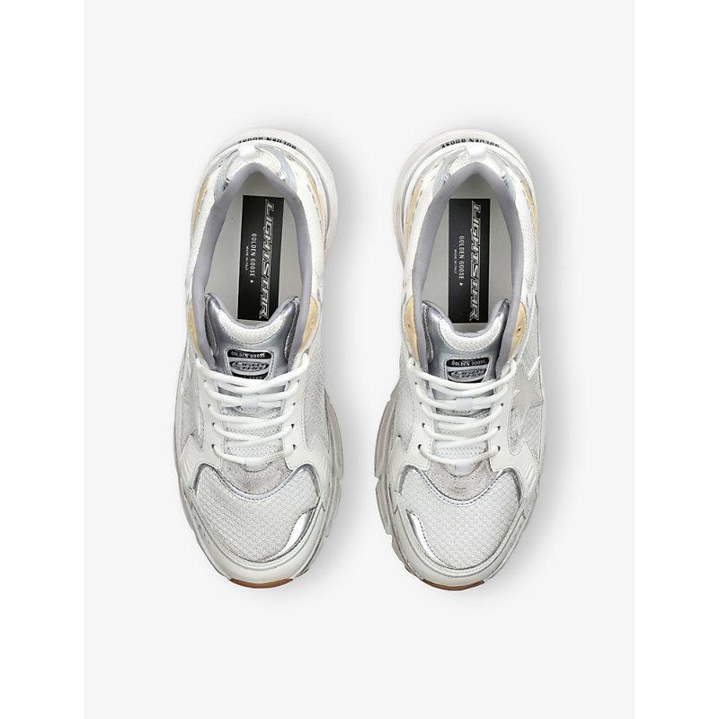 GOLDEN GOOSE Lightstar Leather Net And Suede Upper Sneakers With Tpu Star Net Heel In White Product Image