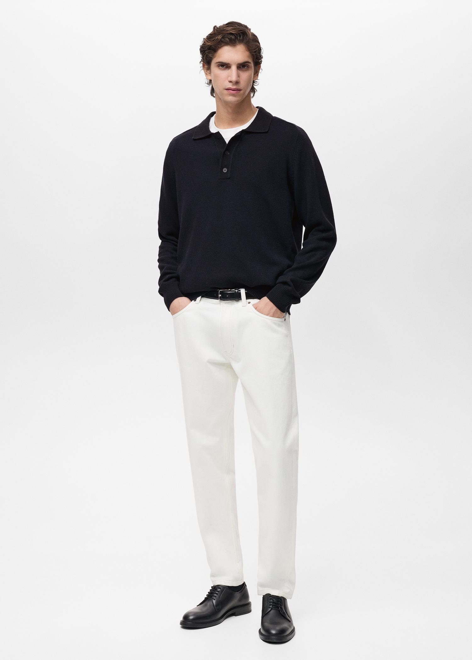 Cotton knitted polo shirt - Men | MANGO USA Product Image