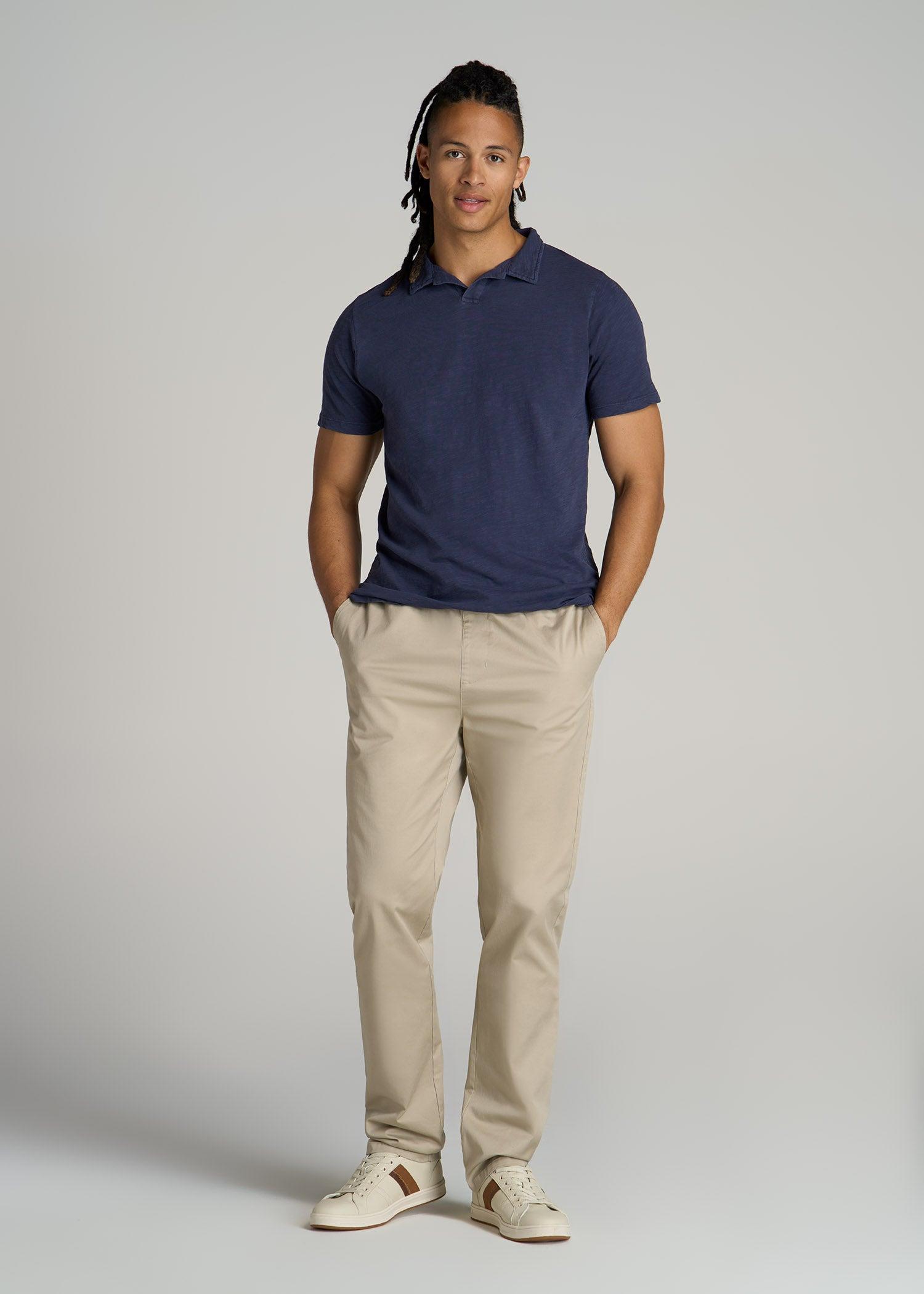 Slub Polo Shirt for Tall Men in Navy Male Product Image