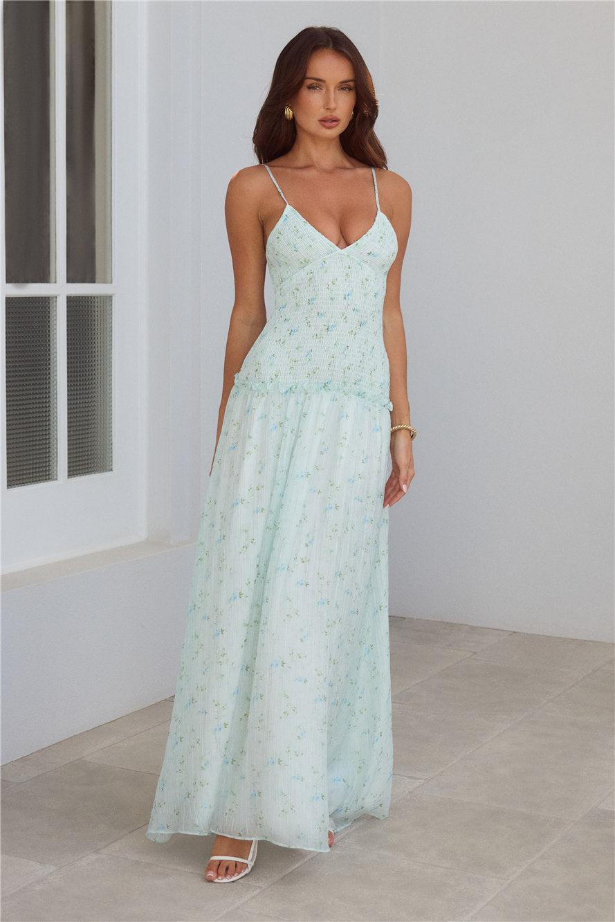 Among the Flowers Maxi Dress Blue Product Image