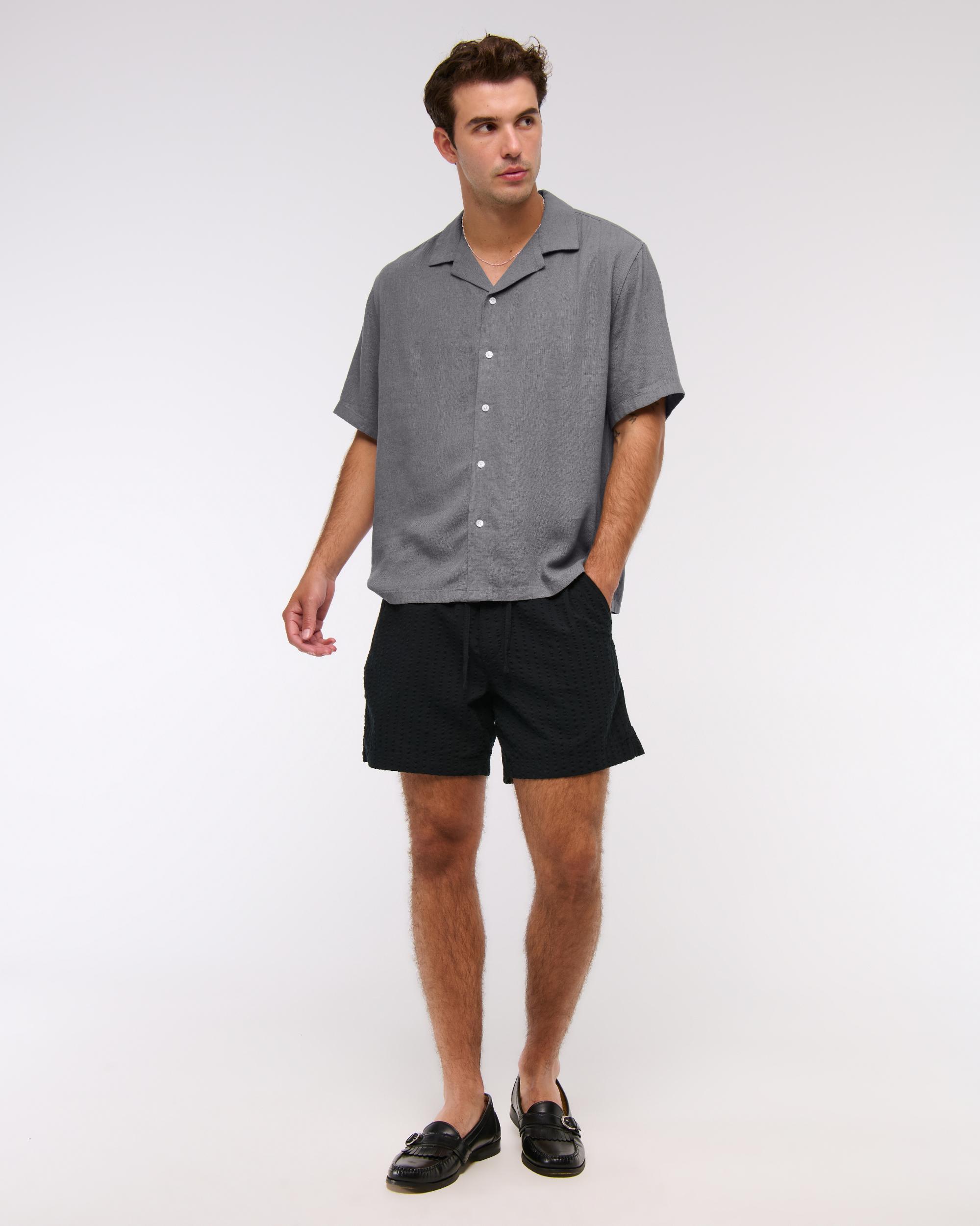 Camp Collar Summer Linen-Blend Shirt Product Image