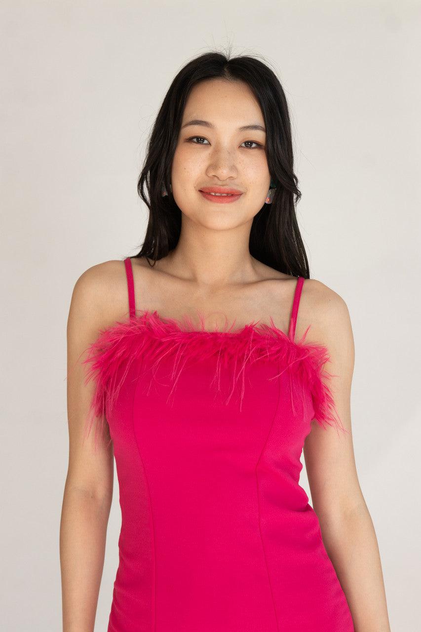 Feather Trim Cami Mini Dress Product Image