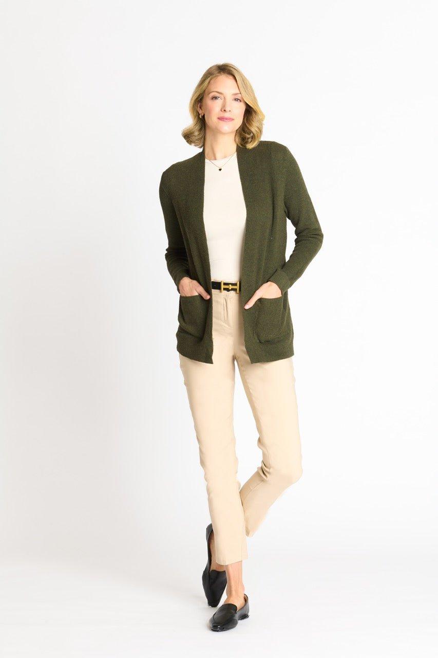 Waffle Stitch Cardigan Sweater with Pocket, Fatigue Heather Product Image