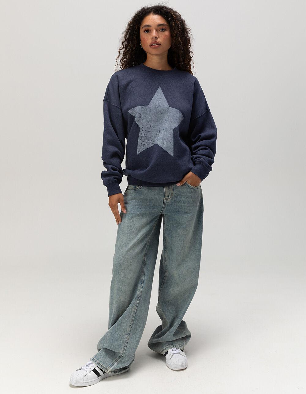 RSQ Womens Star Crewneck Sweatshirt - BLUE Product Image