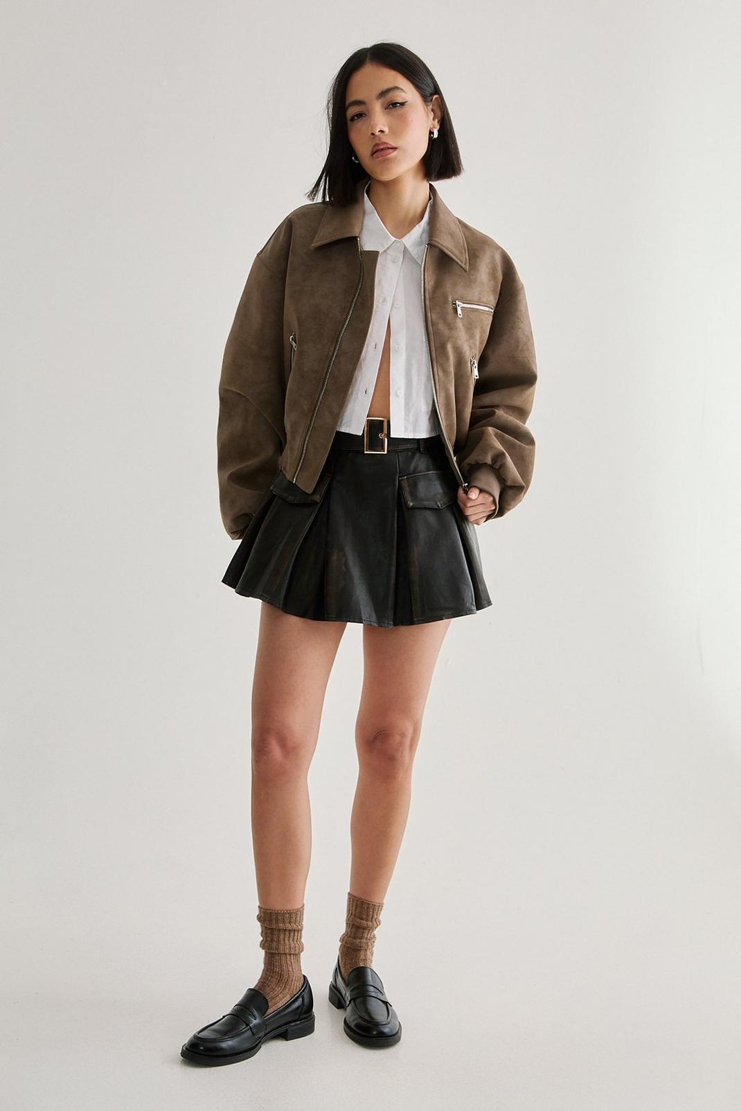 PU Pleated Mini Skirt Product Image