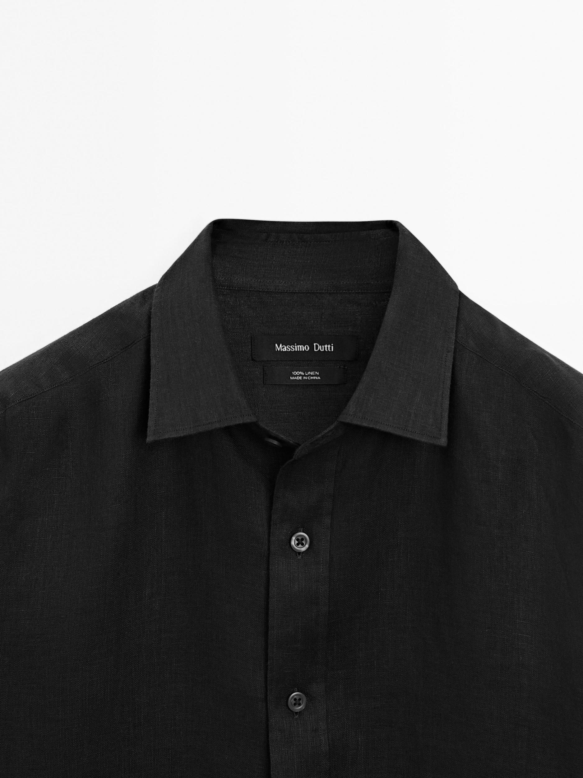 100% linen slim fit shirt Product Image