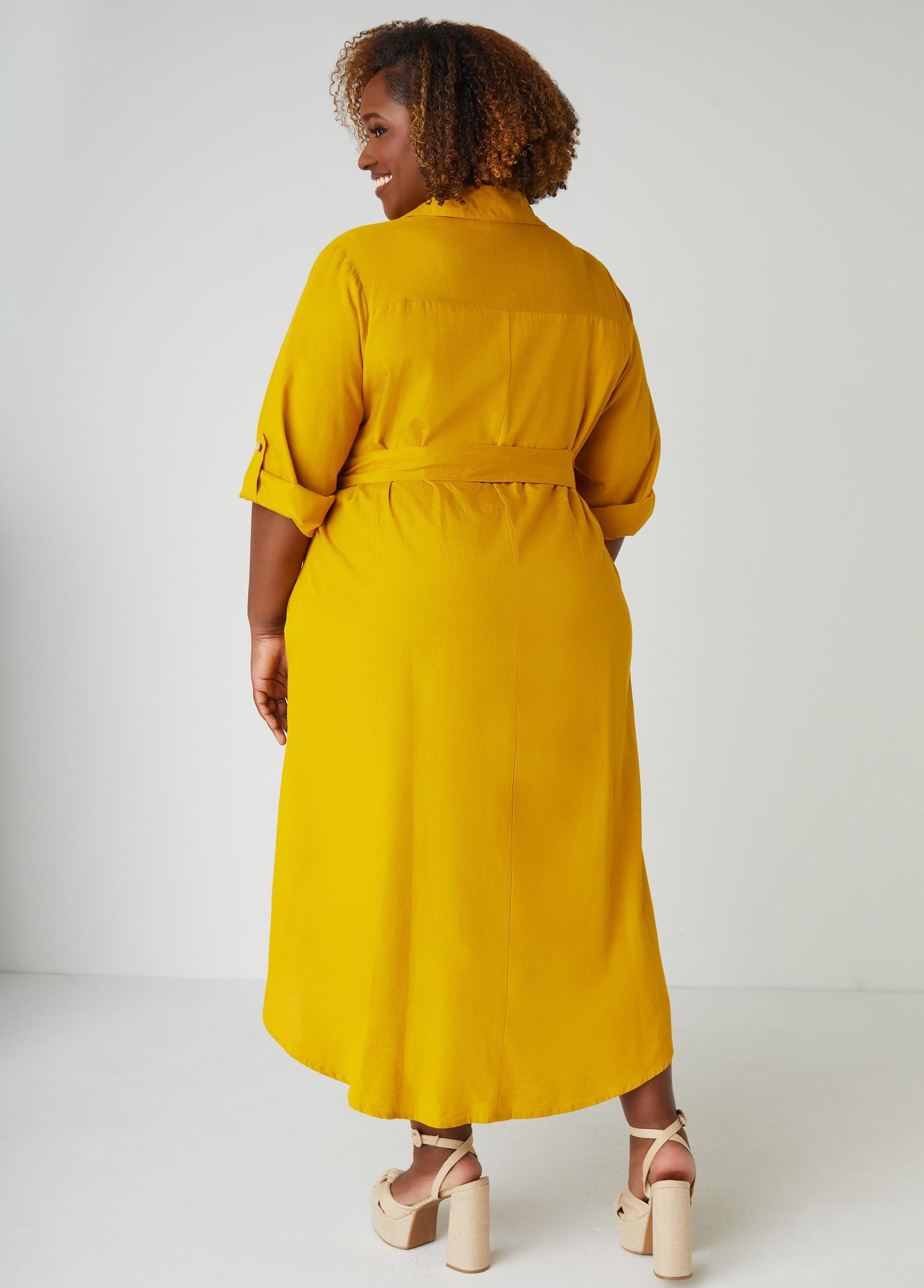 Belted Slub Woven Shirtdress Product Image