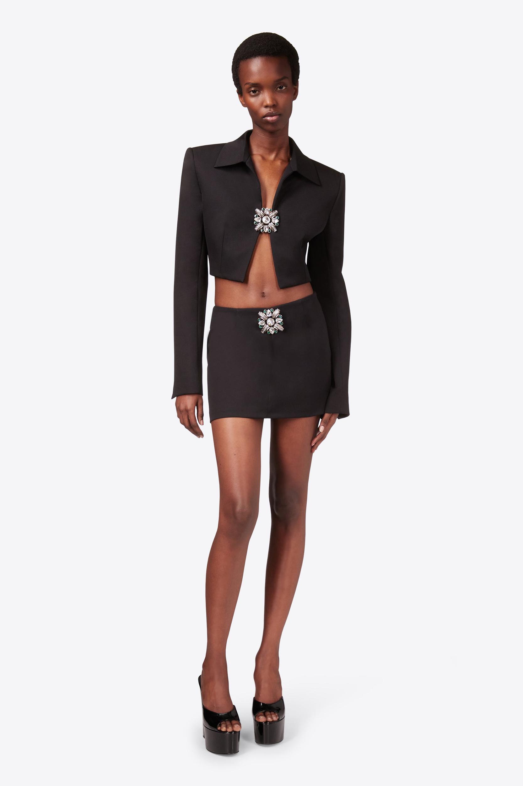 Crystal Brooch Cropped Cardigan Product Image