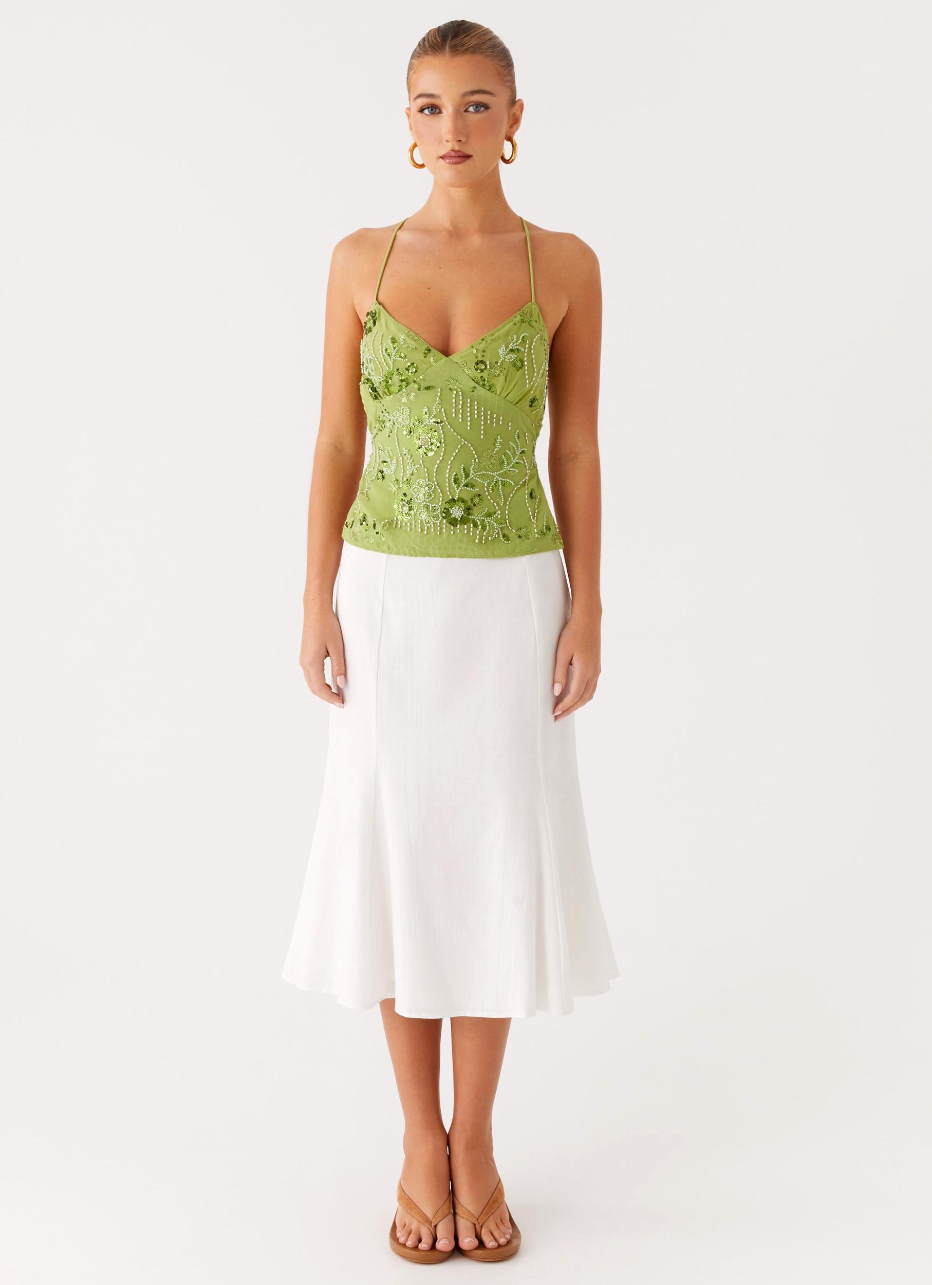 Kamilla Sequin Cami Top - Lime Product Image
