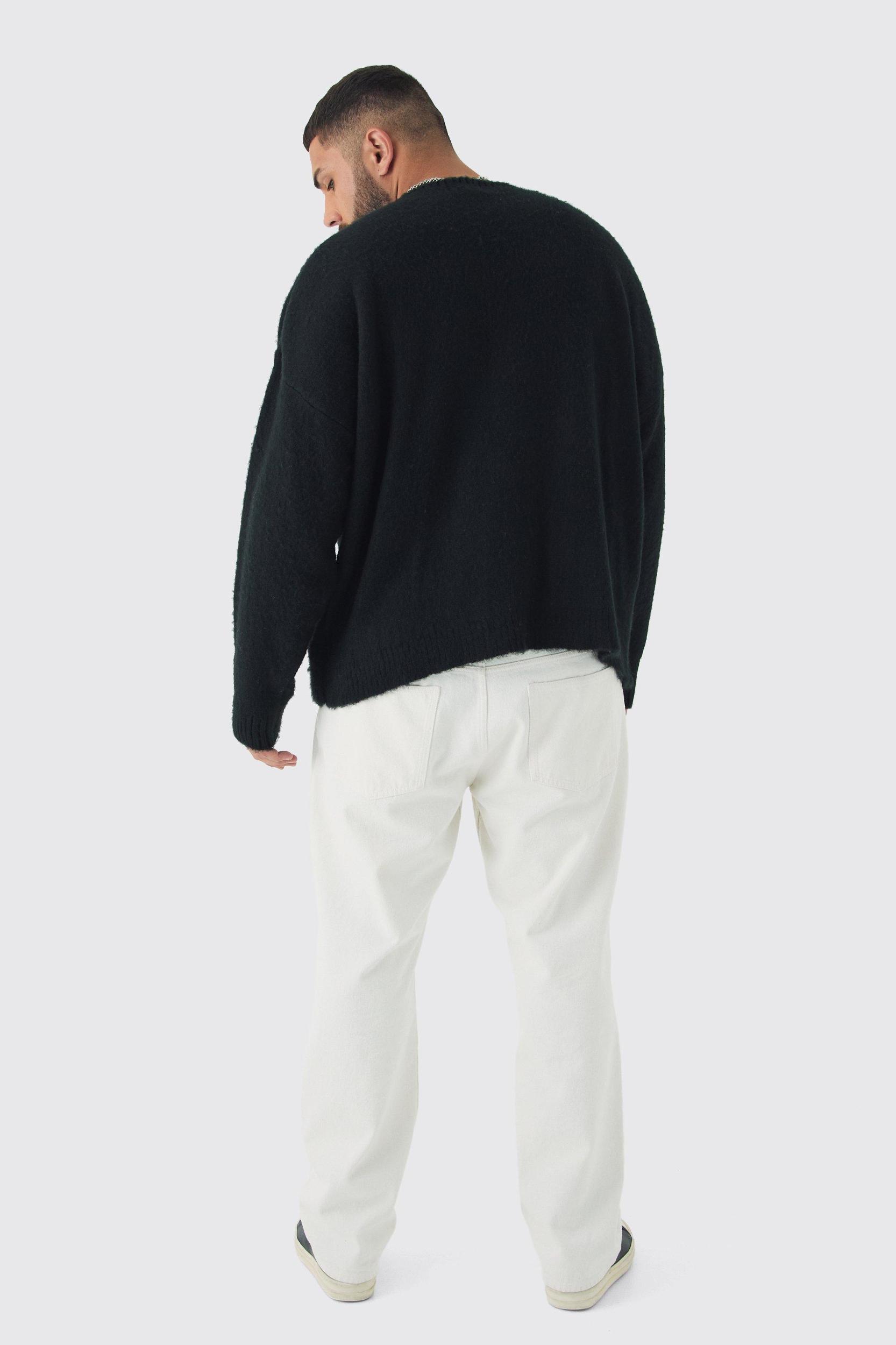 Plus Fluffy Knit BM Sweater | boohooMAN USA Product Image