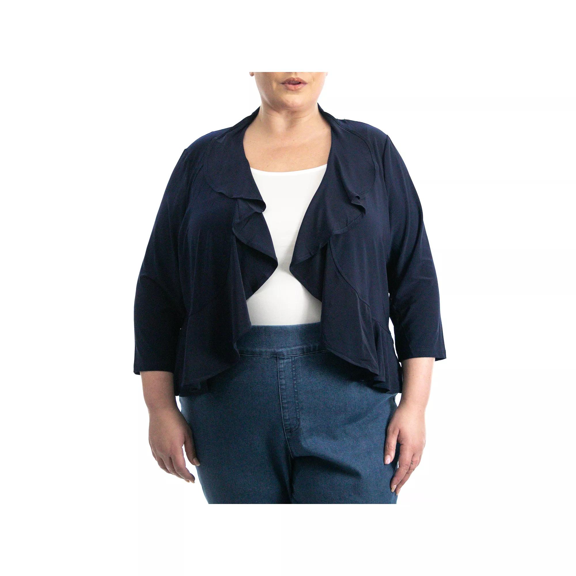 Plus Size Nina Leonard Simulated Pearl Back Bolero Cardigan, Women's, Size: 2XL, Blue Product Image