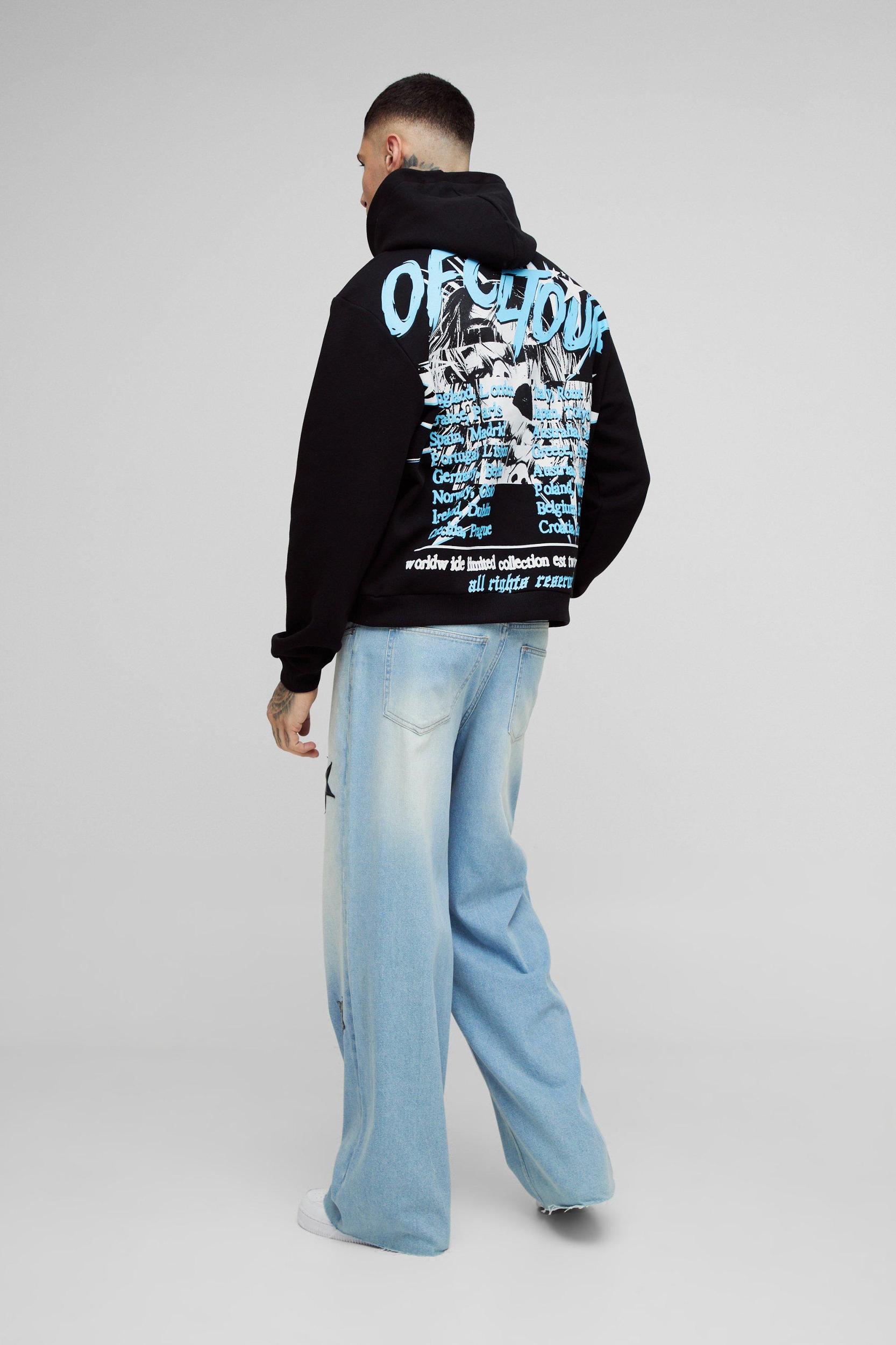 Tall Oversized Boxy Official Tour Large Scale Print Hoodie | boohooMAN USA Product Image