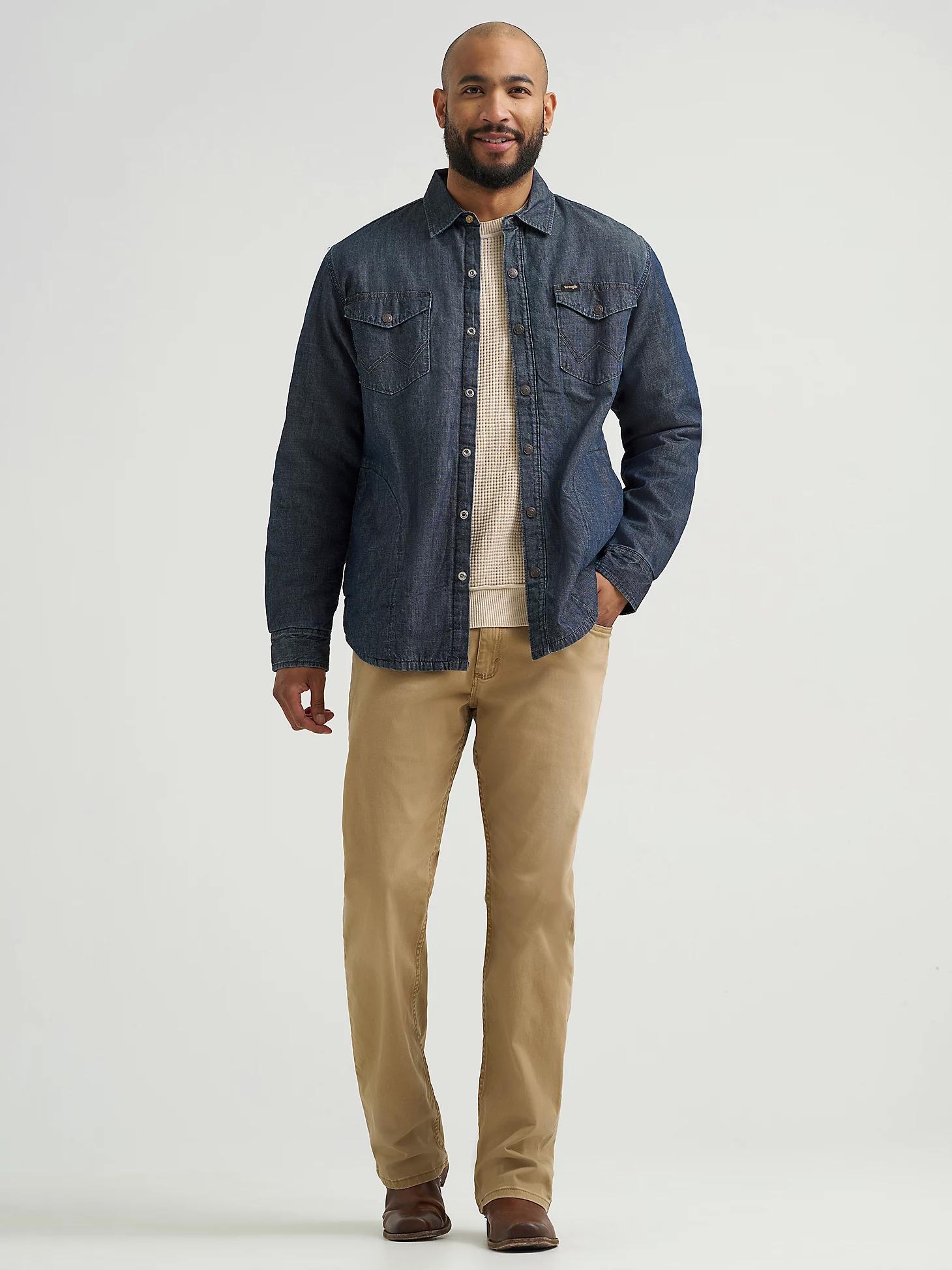 Men's Printed Fleece Lined Denim Shirt in Gravel Wash Product Image