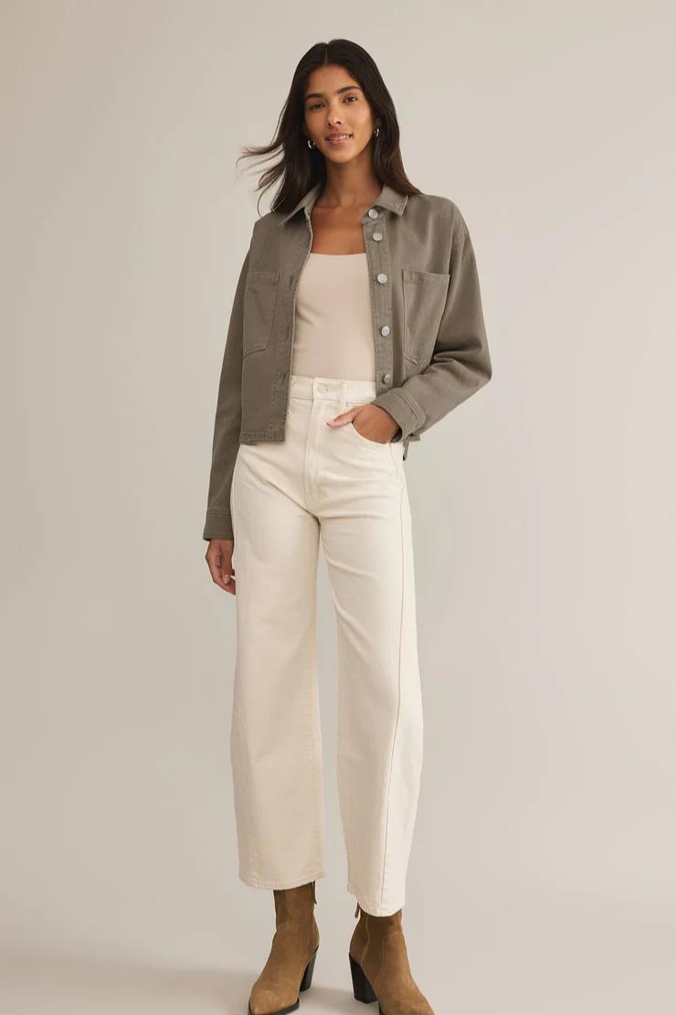 All Day Cropped Denim Jacket- Pebble Moon Product Image