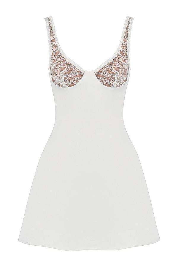 Cassandra  ivory satin and lace mini dress Product Image