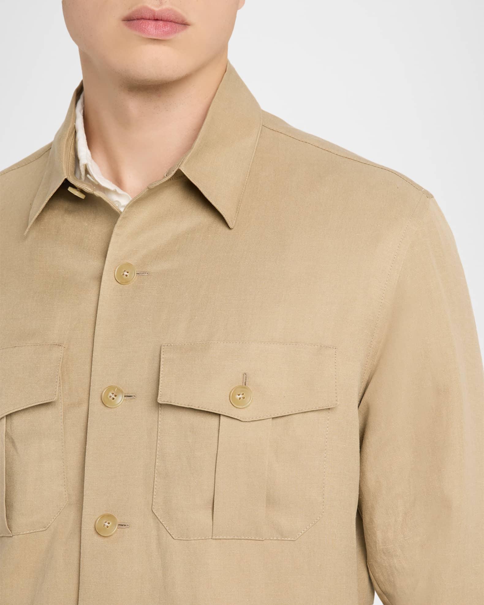 Men's Linen and Silk Button-Front Overshirt Product Image