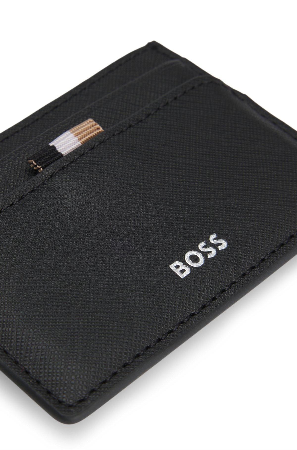 Structured money-clip card holder with logo detail Product Image