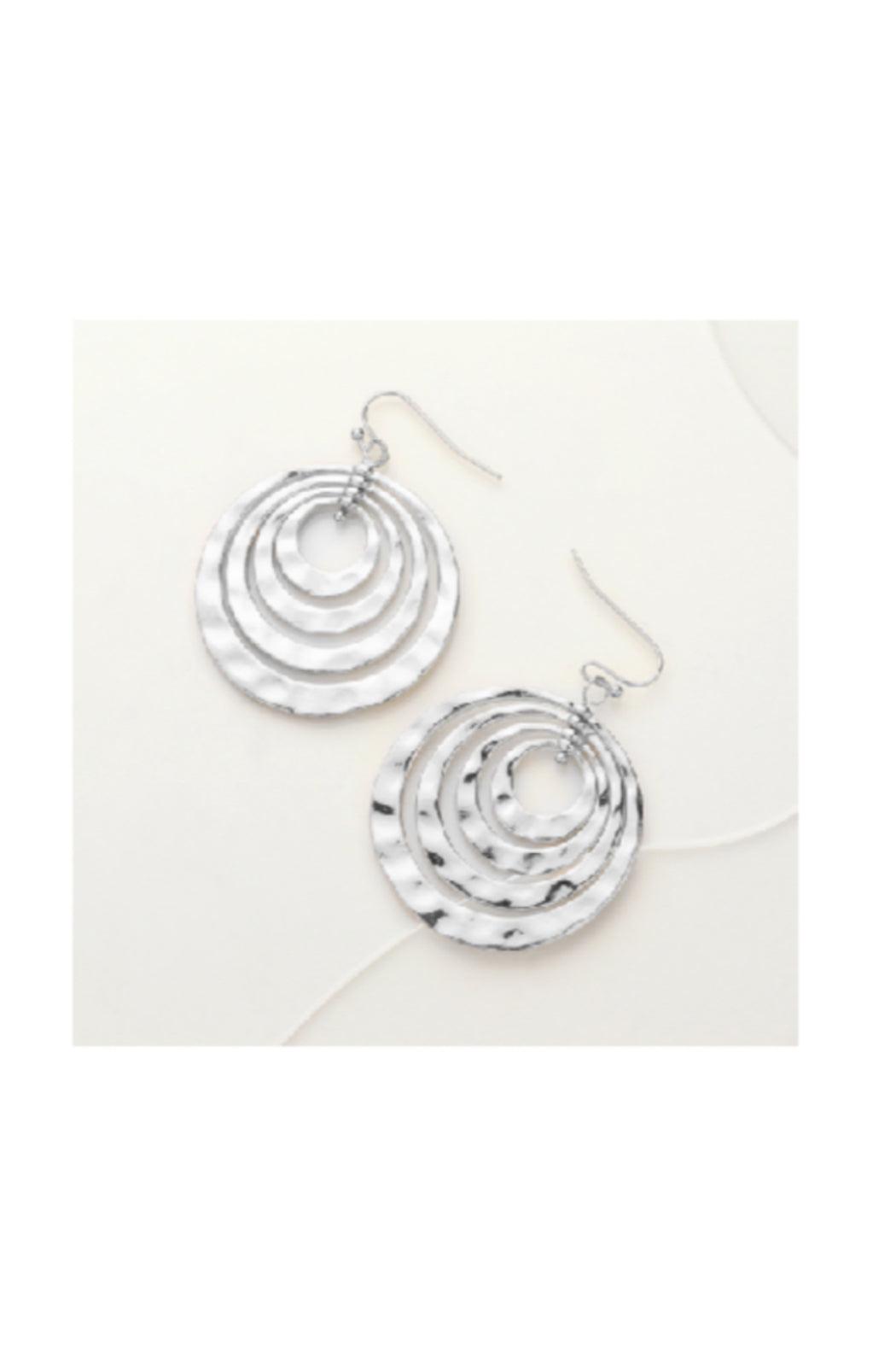 Hammered Metal Concentric Circle Dangle Earrings Product Image