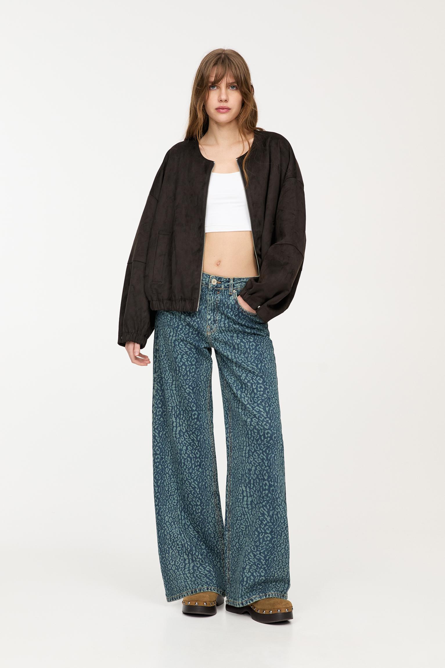 Faux suede balloon bomber jacket Product Image