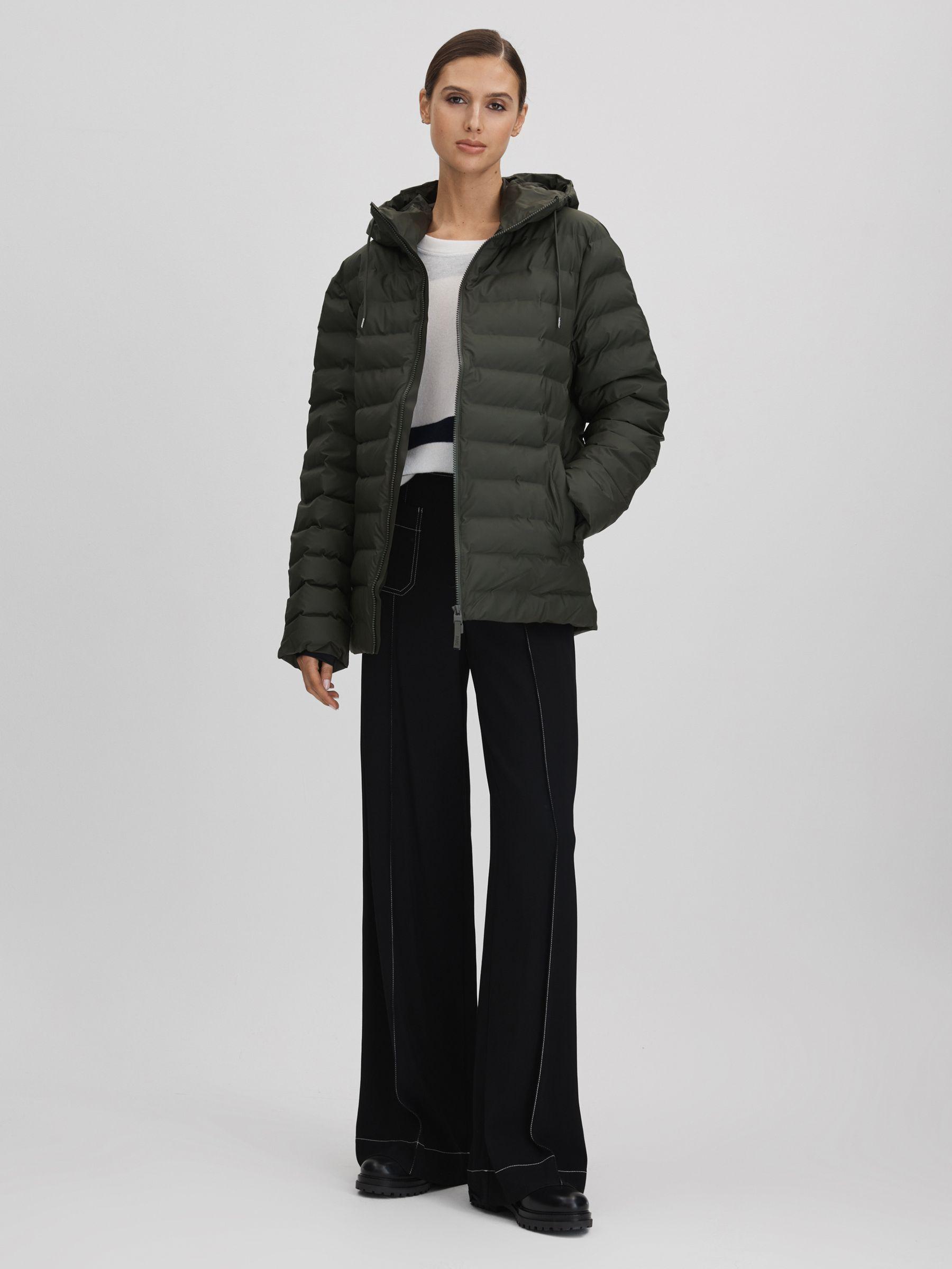 Rains Hooded Puffer Jacket in Green Product Image