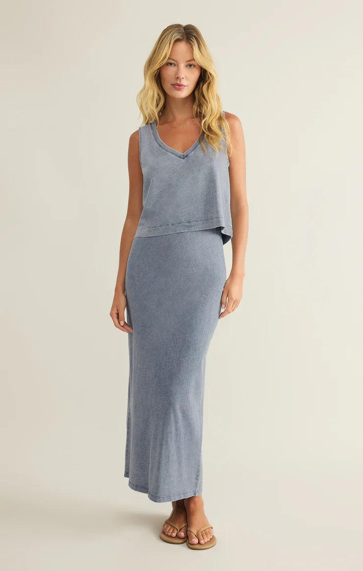 GAIL JERSEY DENIM MIDI SKIRT Product Image