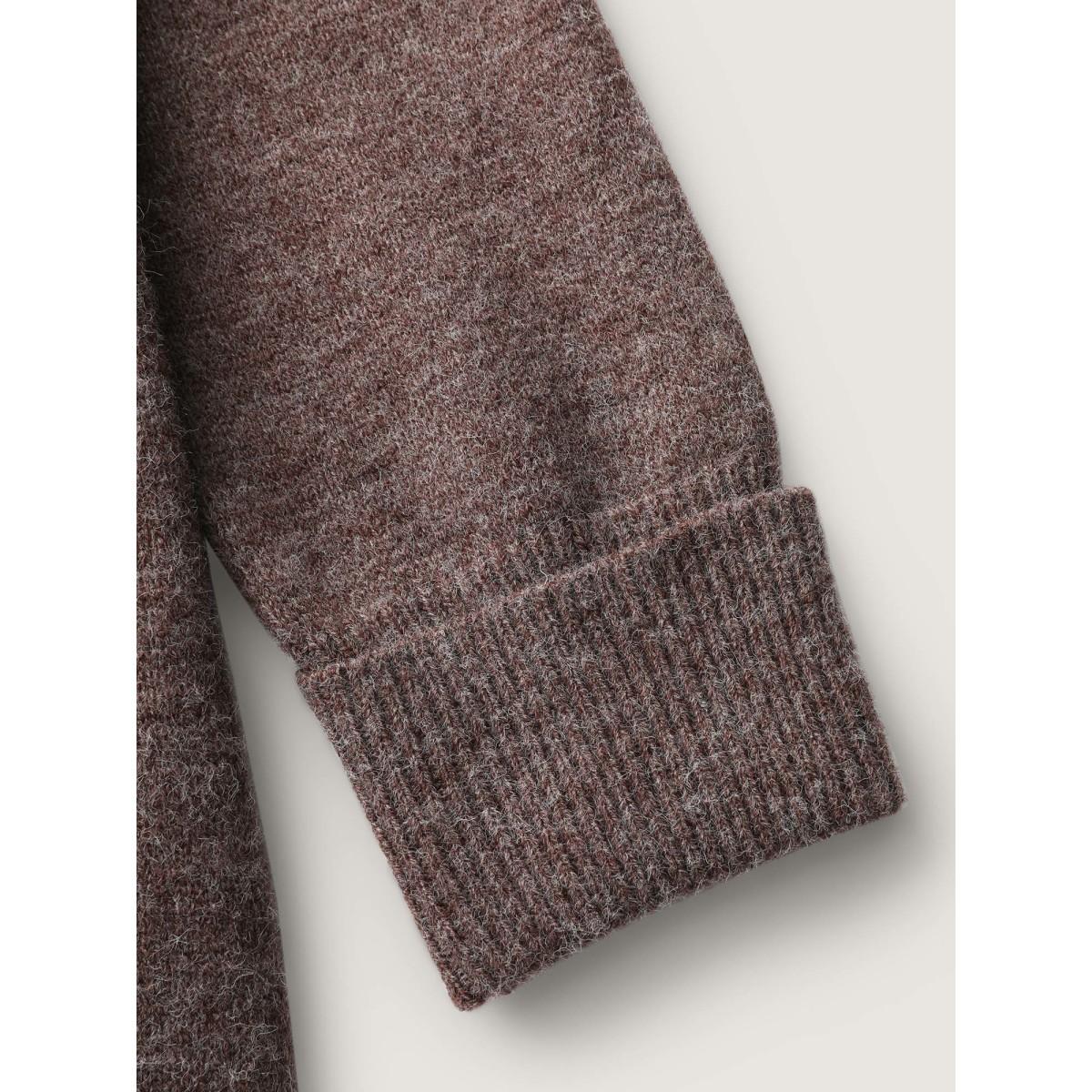 Plus Size Wavy Arc Hem Tie-Front Knit Cardigan Browncoffeecolor Women Leisure Loose Long Sleeve Casual Cardigans BloomChic 14-16/1X Product Image