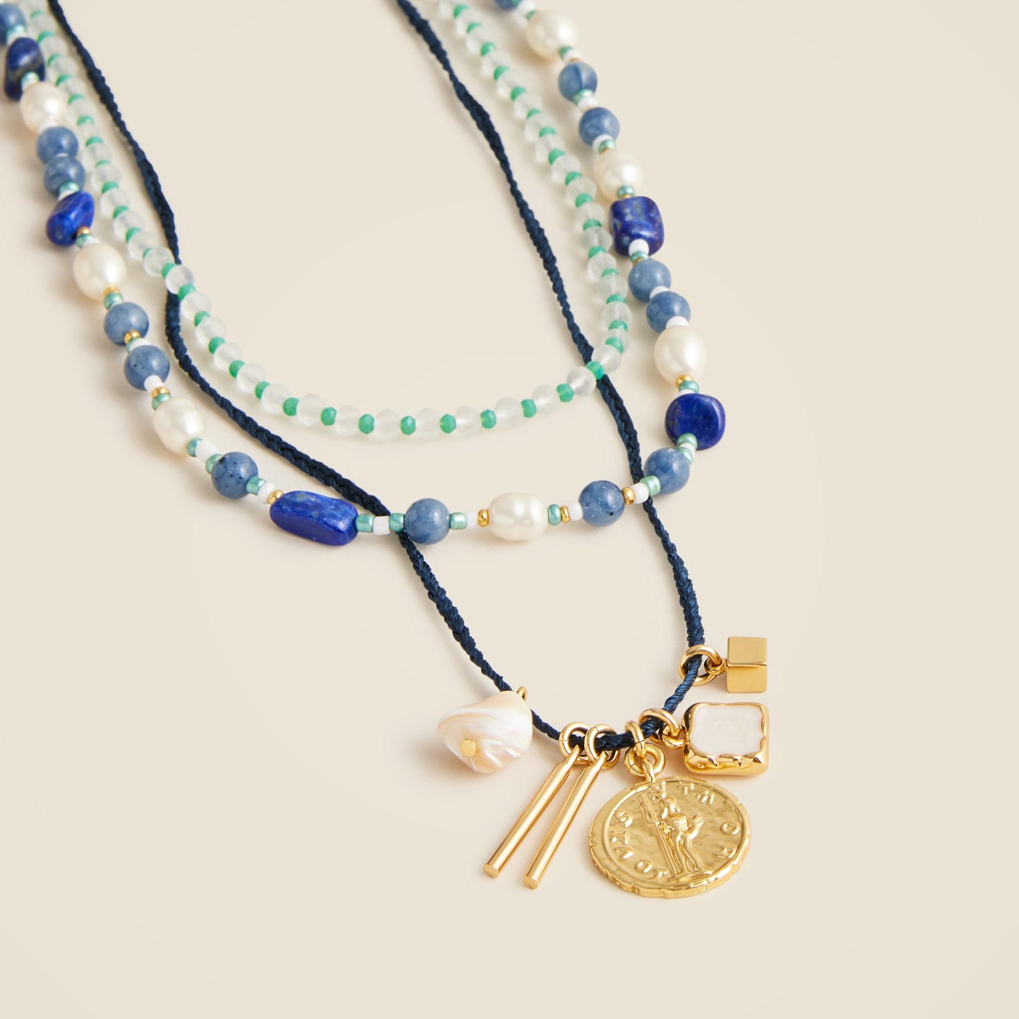 Beaded charm layered necklace Product Image