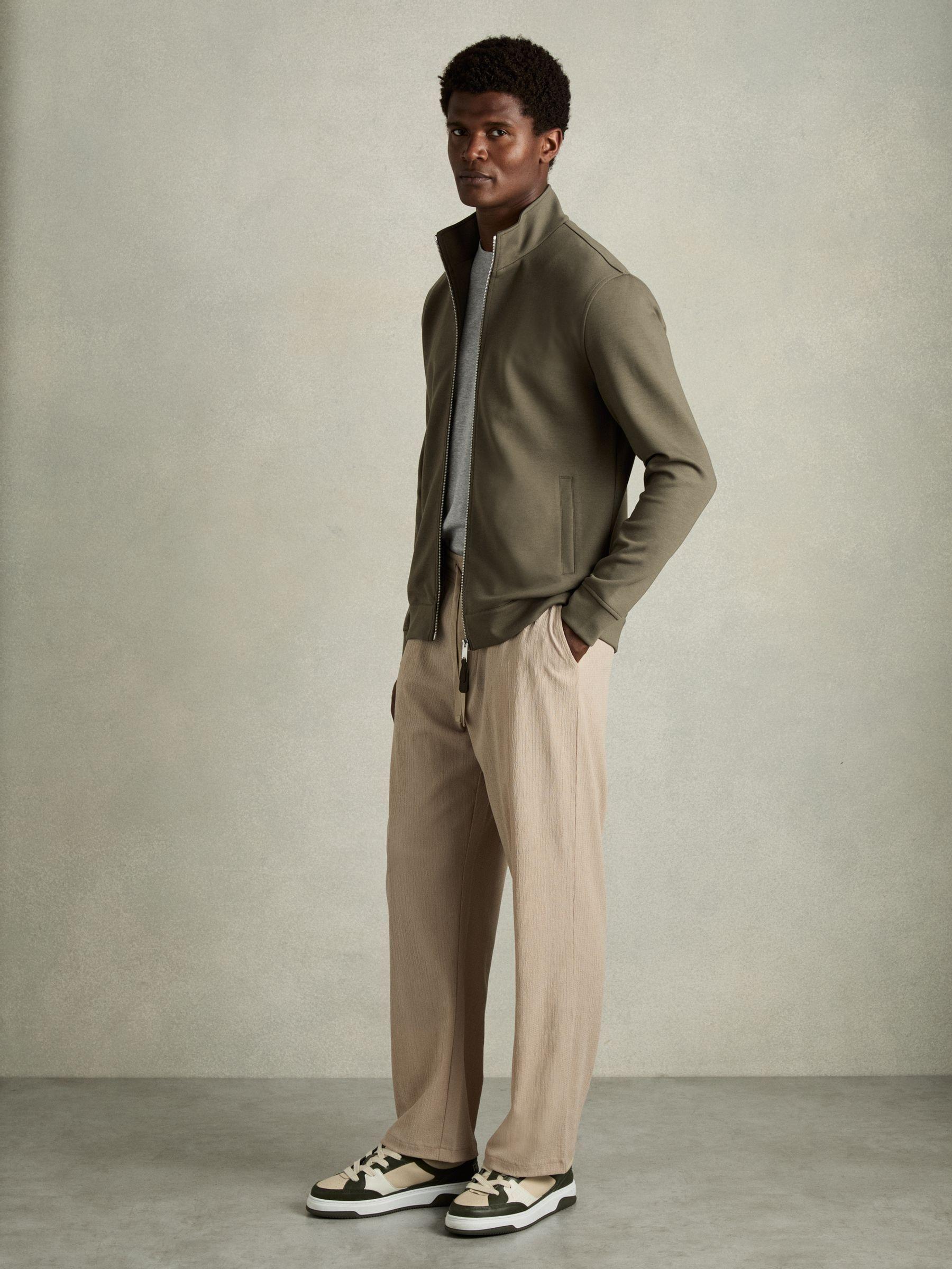 Zipped Interlock-Jersey Jacket in Sage Green Product Image