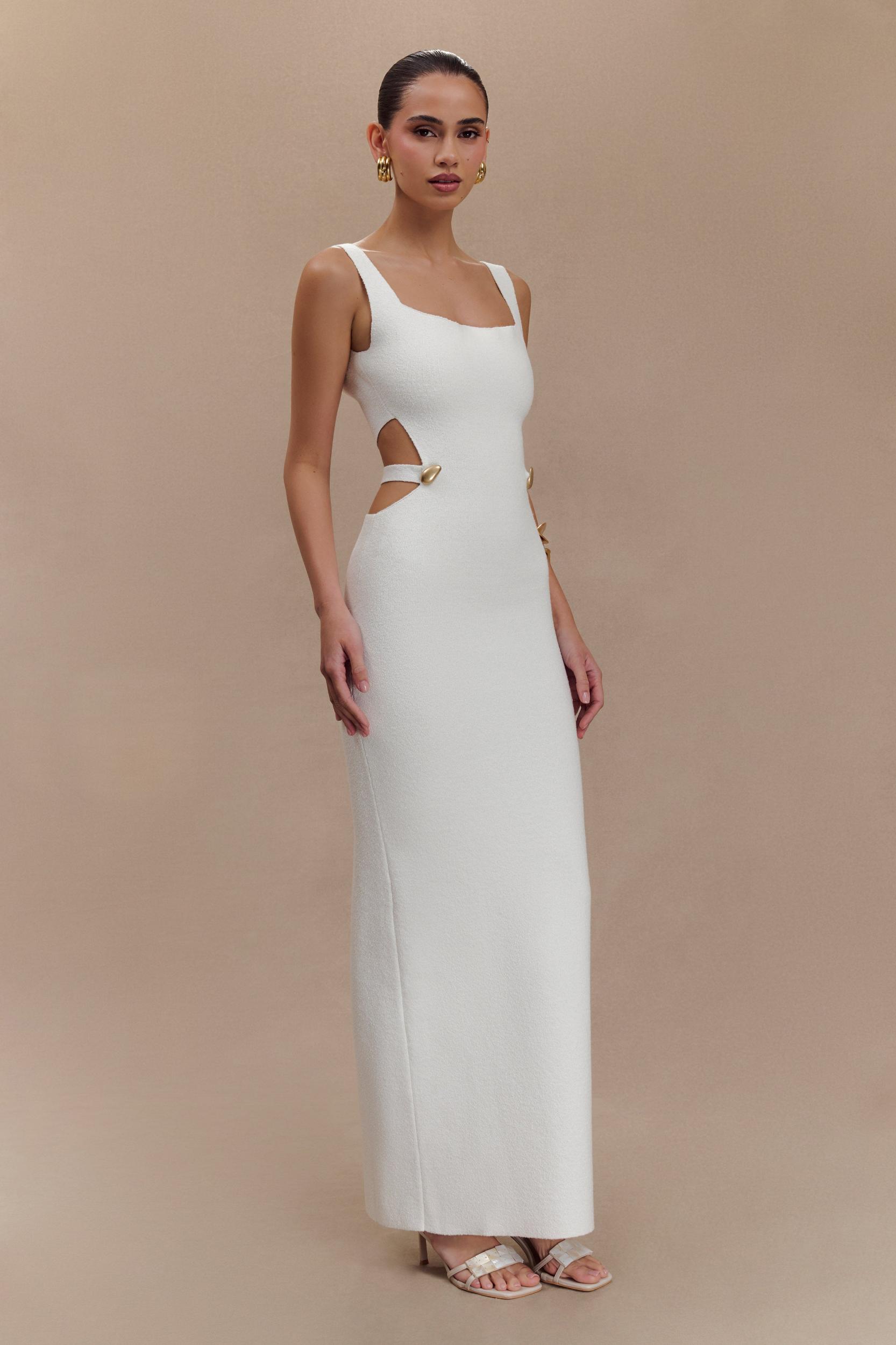 Alysanne Cut Out Knit Maxi Dress - White Product Image