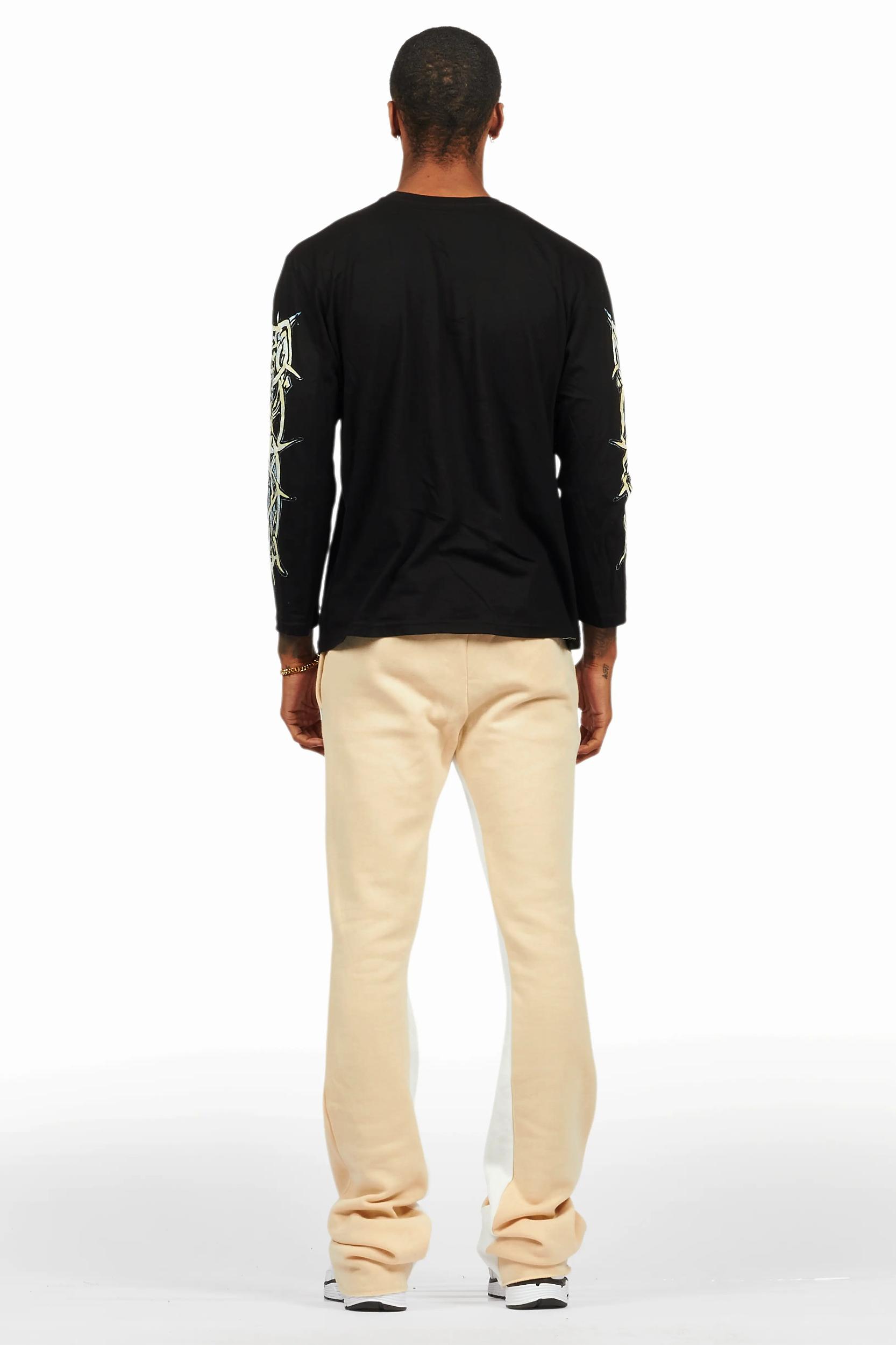 Waller Black/Burgundy Long Sleeve T-Shirt/Baggy Pant Set Male Product Image