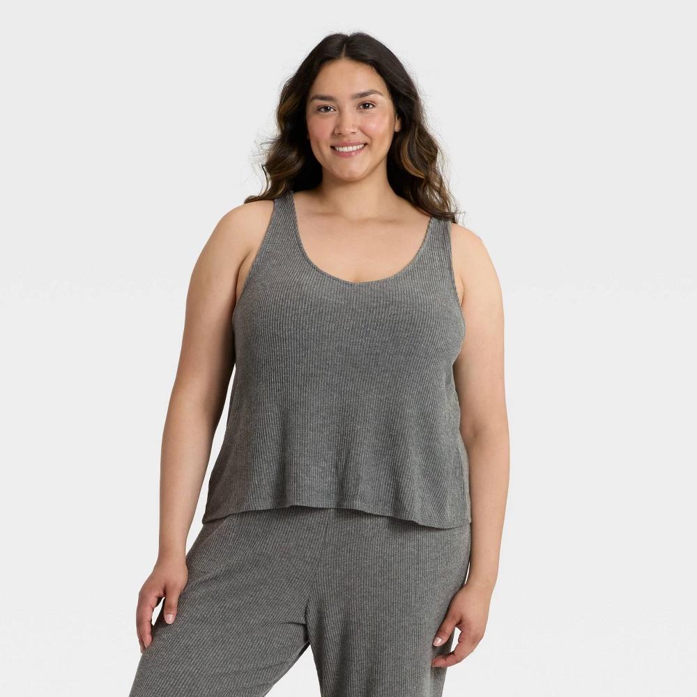 Women's Cozy Ribbed Pajama Tank Top - Auden™ Brown 3X Product Image