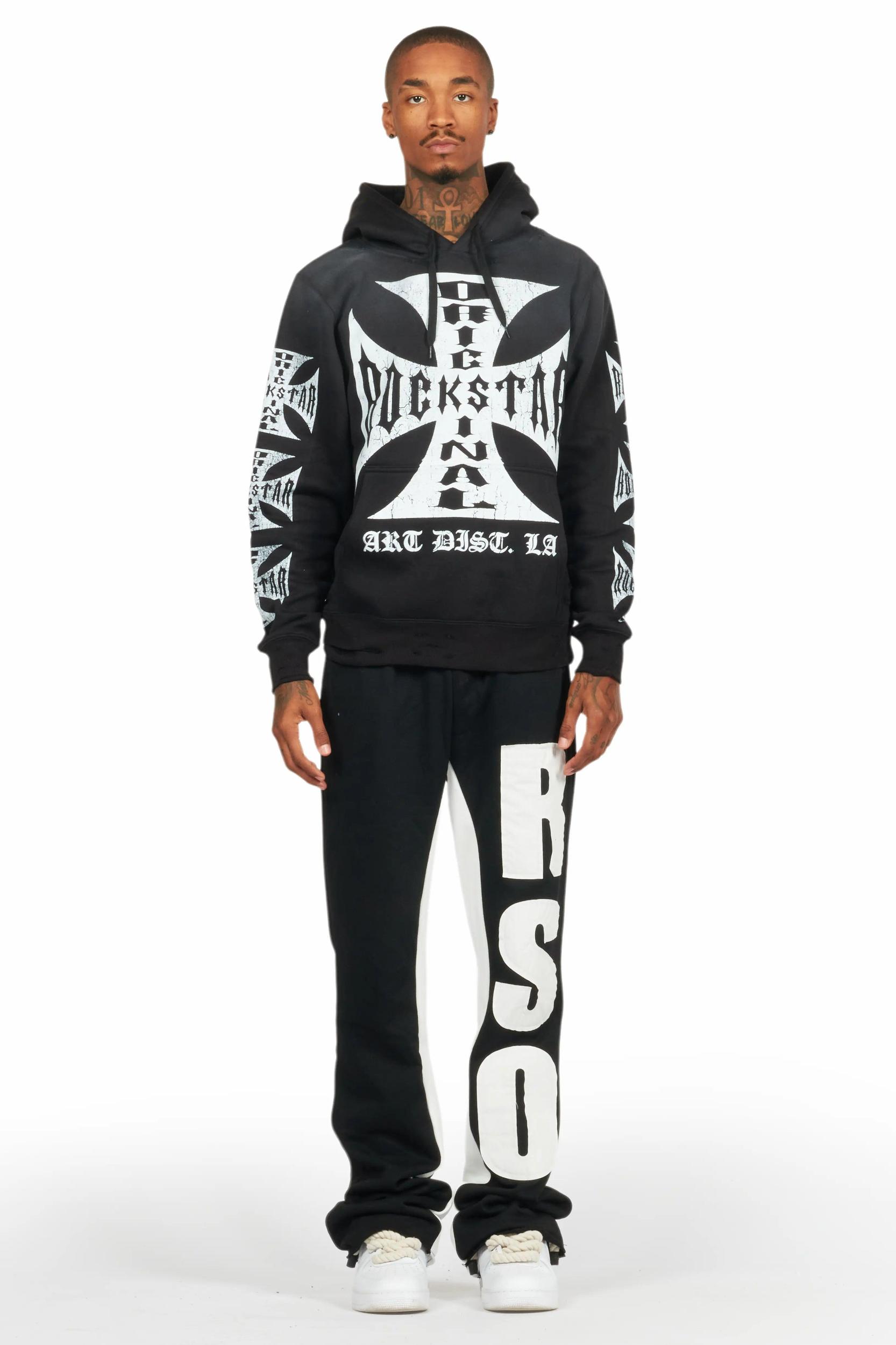 Uko Jet Black Stacked Baggy Track Pant Male Product Image