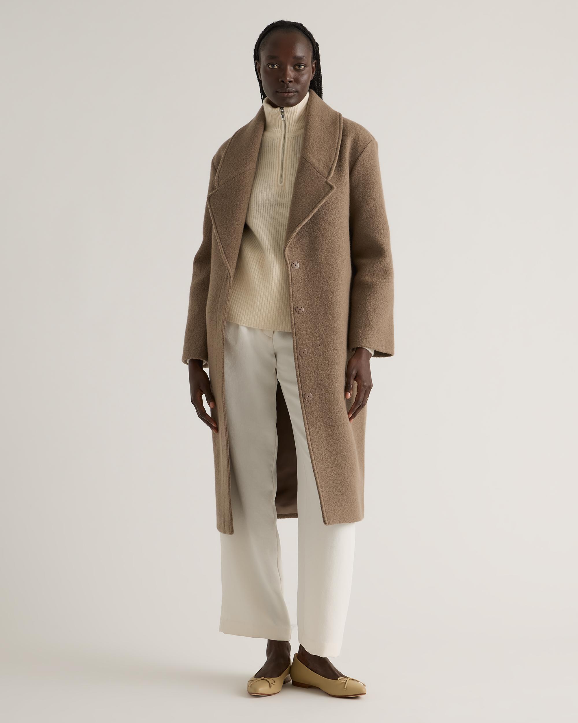 Quince | Women's 100% Merino Wool Shawl Collar Long Coat Size XL Product Image