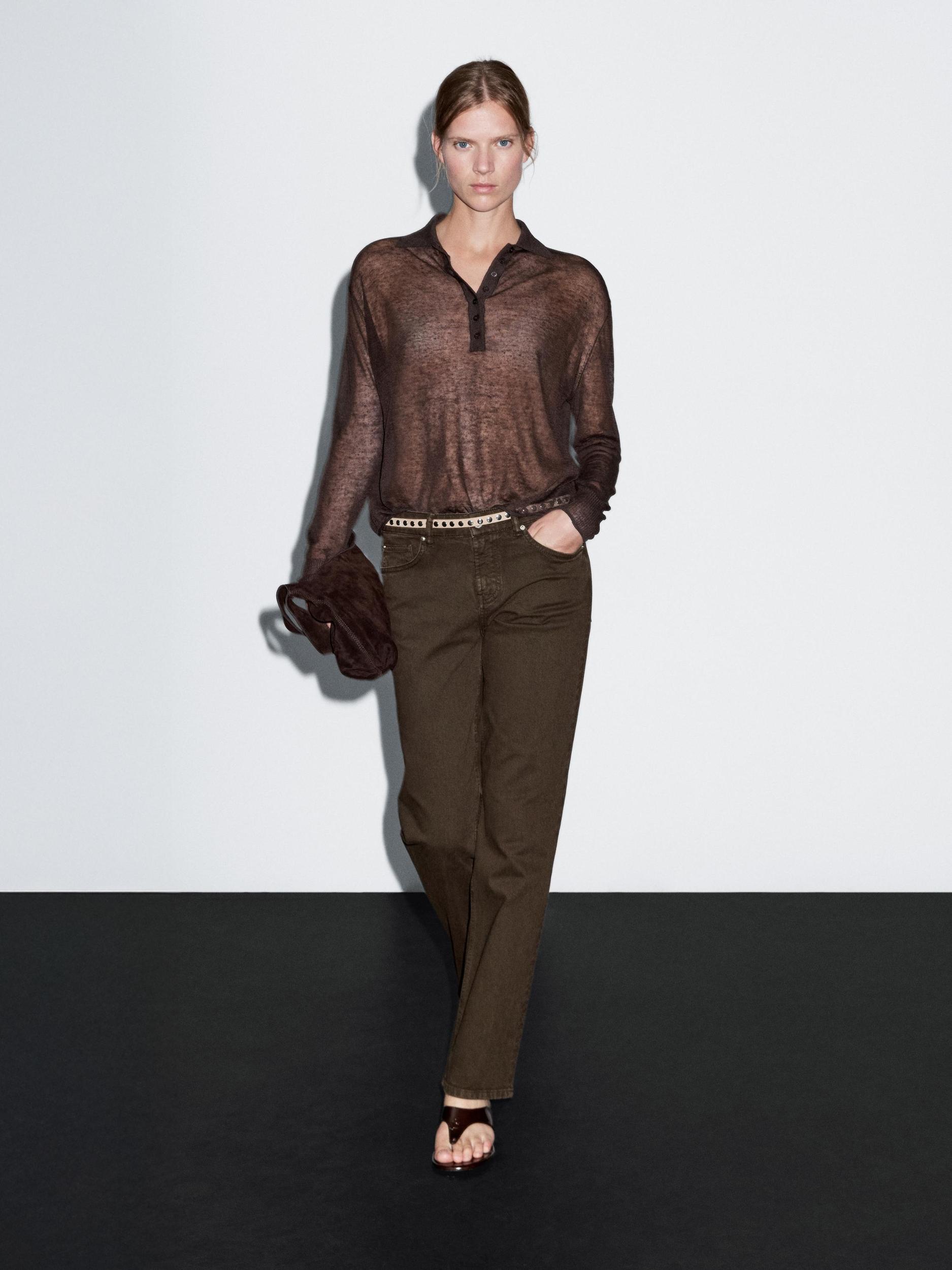 Mid-waist tapered fit jeans Product Image