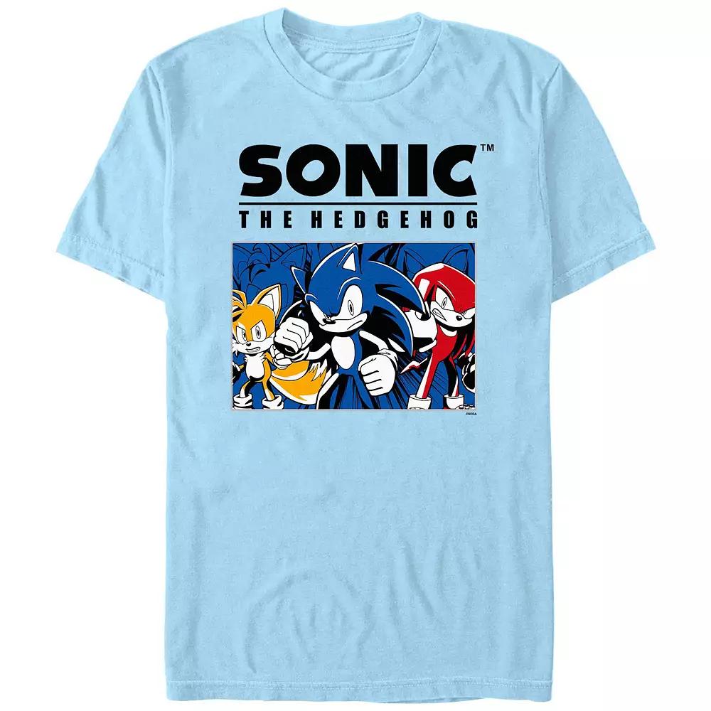 Men's Sonic The Hedgehog Comic-Style Poster Graphic Tee,  Product Image