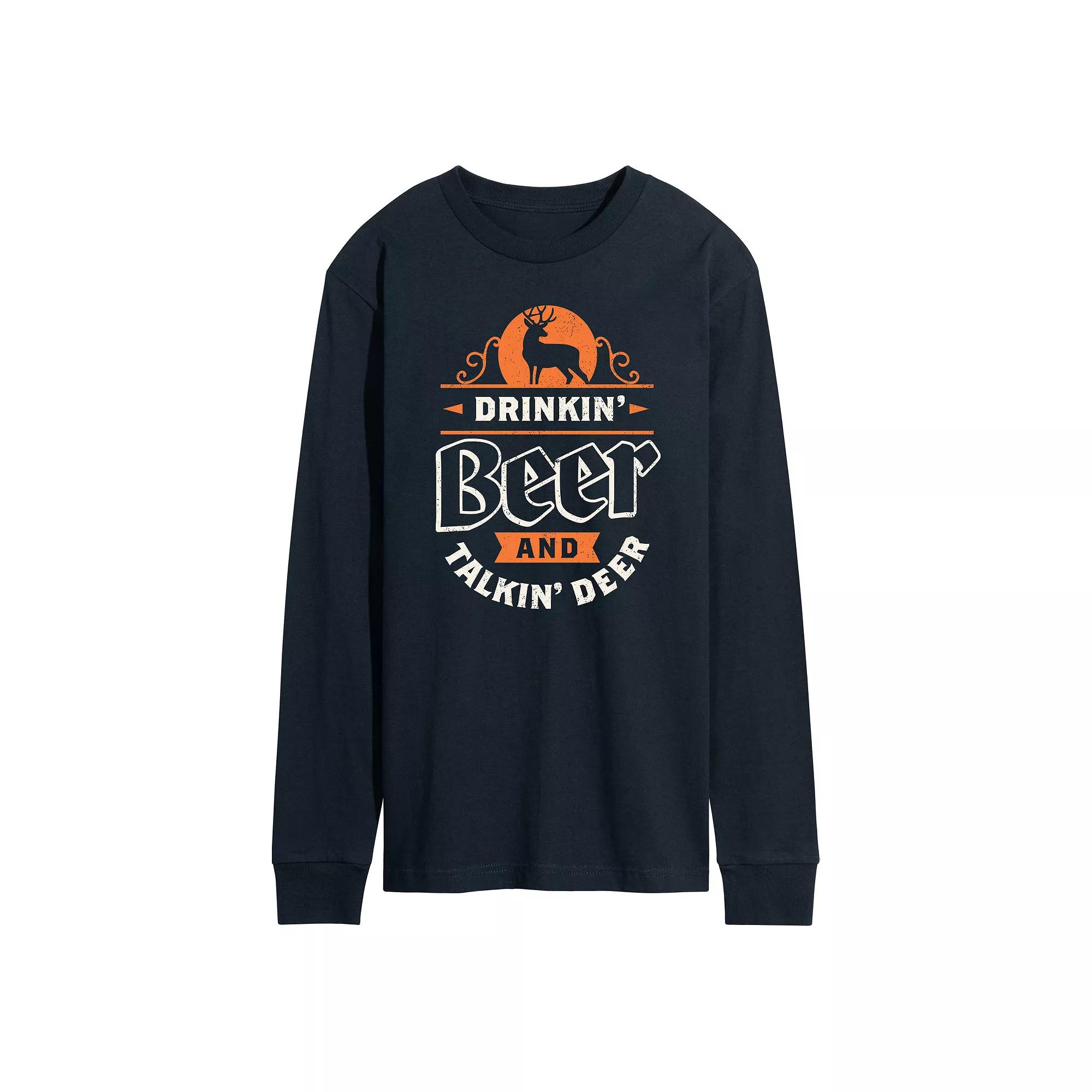 Men's Drinkin Beer and Talkin Deer Long Sleeve,  Product Image